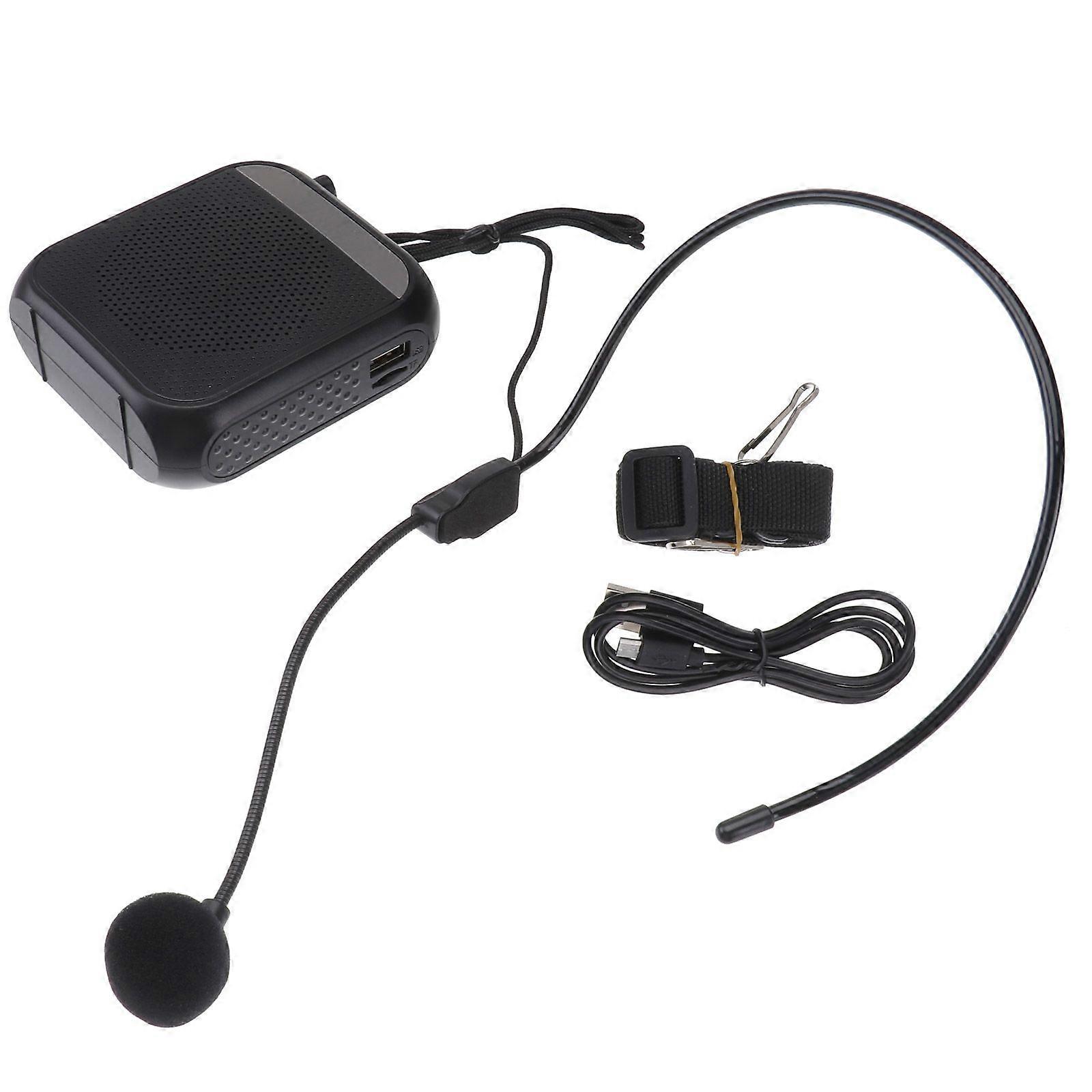 1PC Portable Wireless Voice Amplifier Multifunctional Sound Voice Loud Speaker with Microphone for Teaching Speech Meeting (Black)