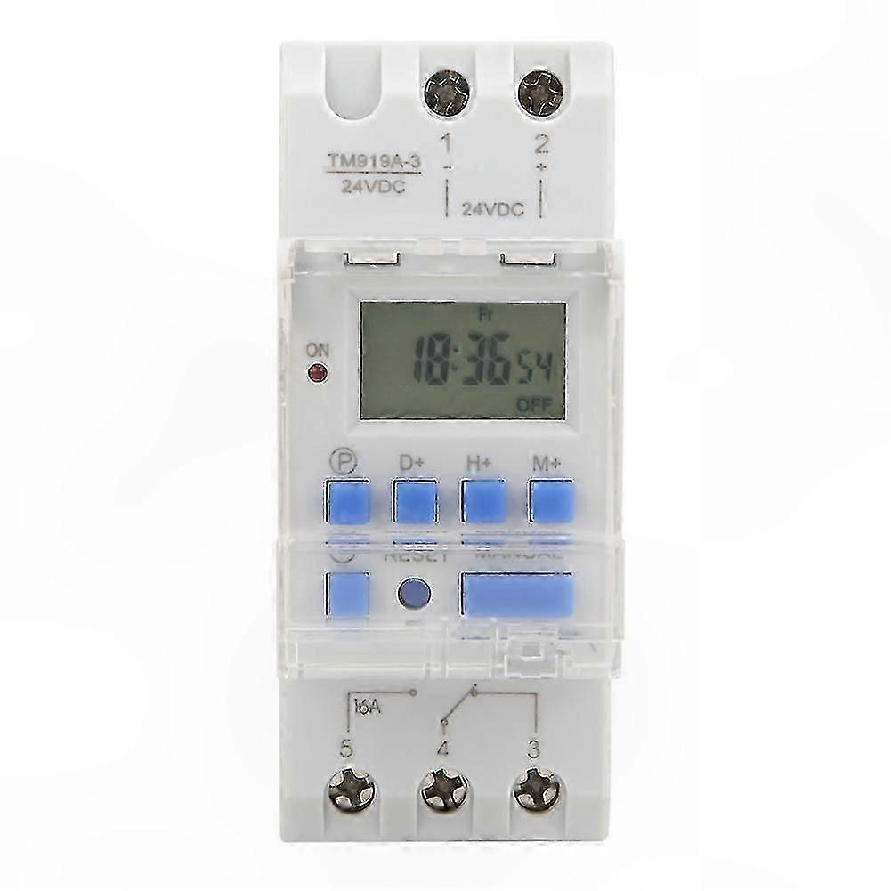 Programmable 7-Day Timer Switch with LCD Display for 24V DC 16A Applications