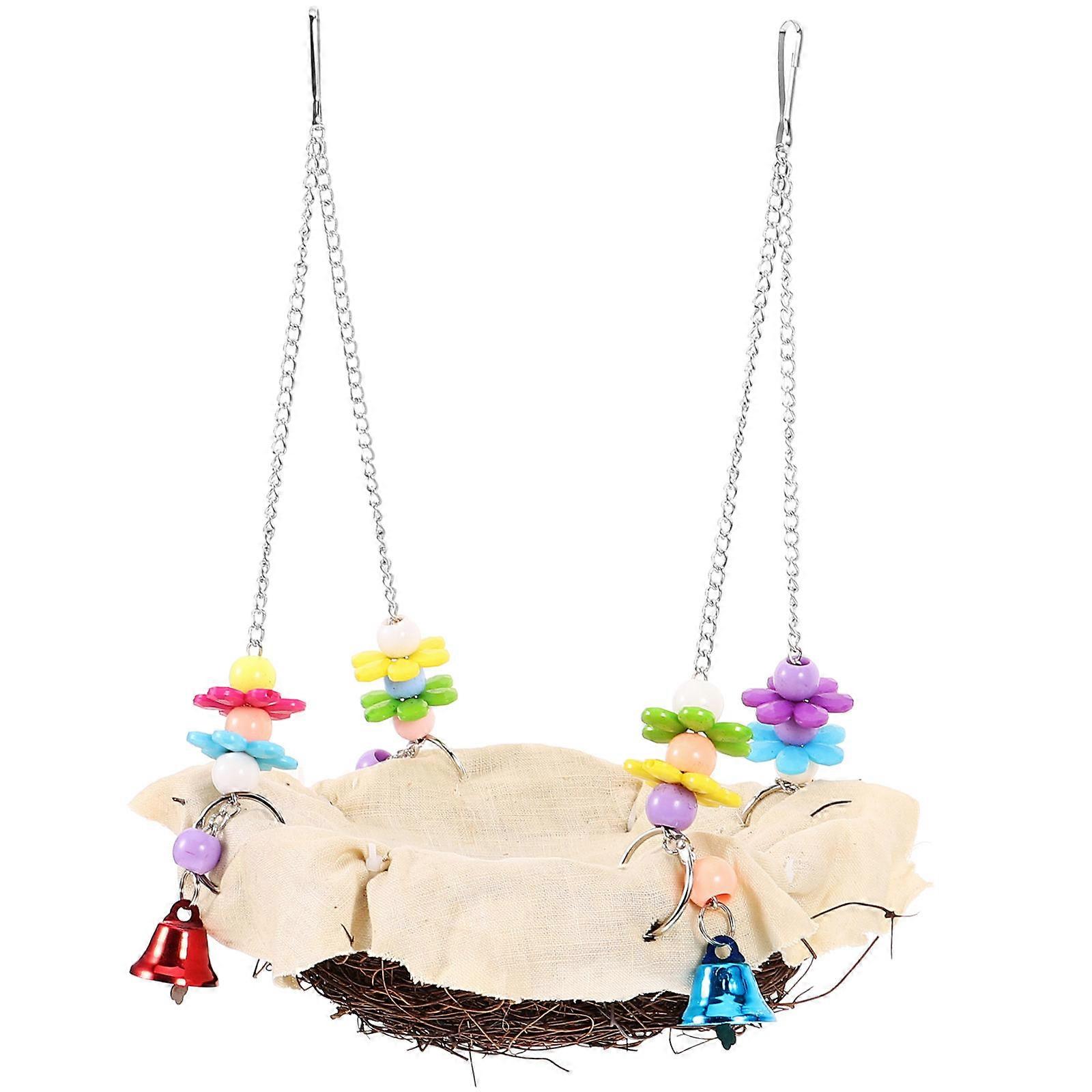 Hanging Parrot Nest Rattan Bird Nest Swing Toy 2Pcs for Bird Resting