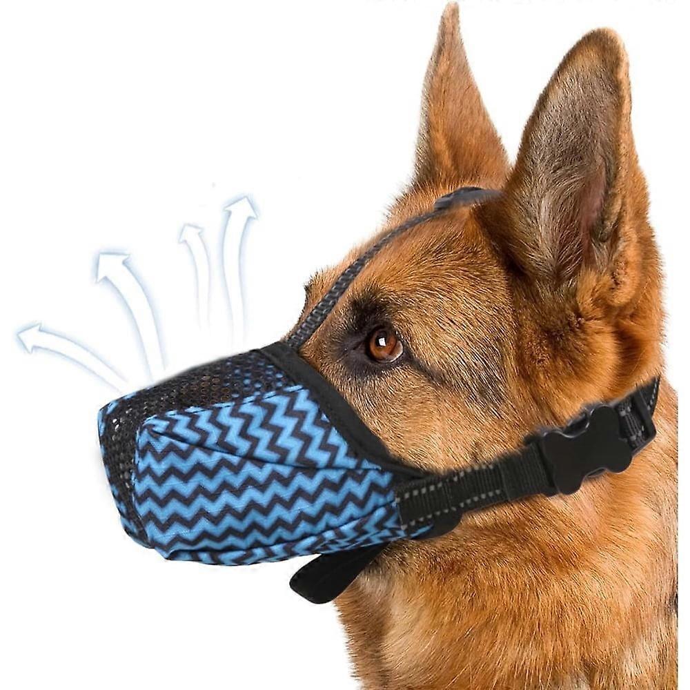 Air Mesh Breathable Muzzle for Medium Large Sized Dogs to Anti & Prevent Biting Barking Chewing, (Blue-XS)