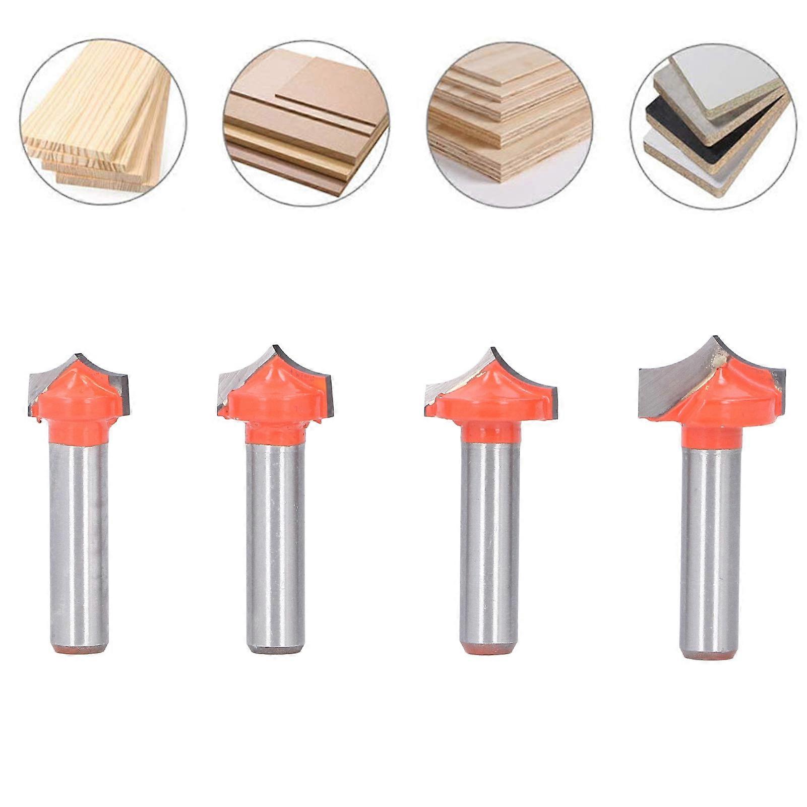 4Pcs CNC Router Bit Set 8mm Shank 14-20mm Pointed Nose Mill