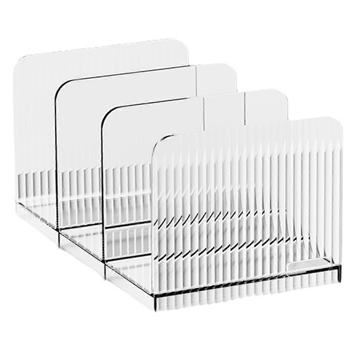 -Compartment Transparent Bookends Reusable Non-Slip Documents Stand Stackable Thicken Desktop Booksh