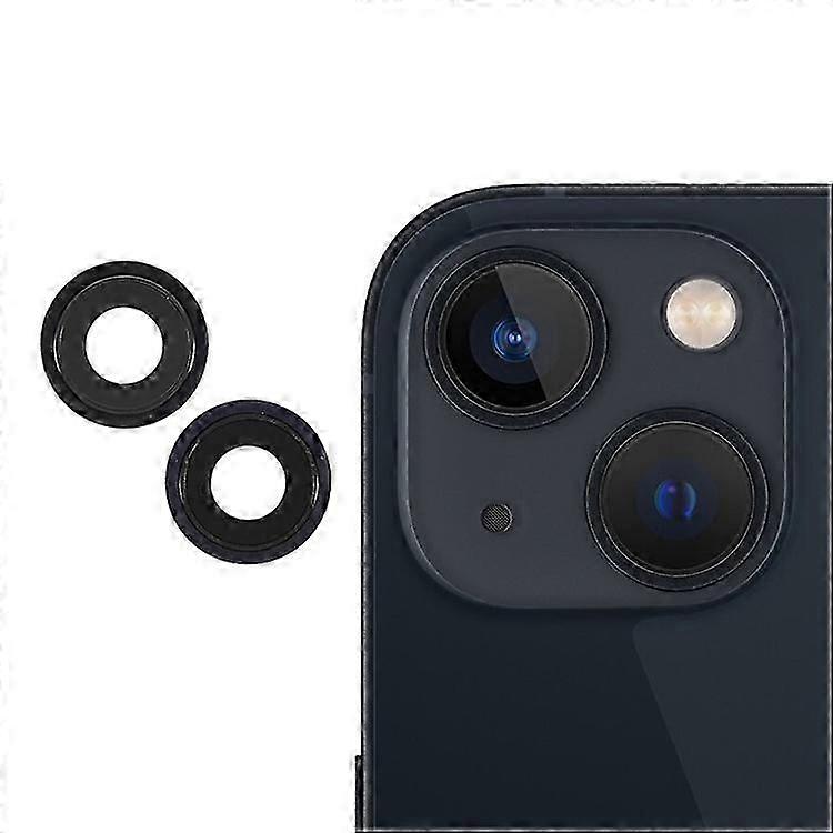 متوافق مع iPhone 13 / 13 mini 1 Set غطاء حلقة عدسة الكاميرا الخلفية مع عدسة زجاجية (بدون شعار)