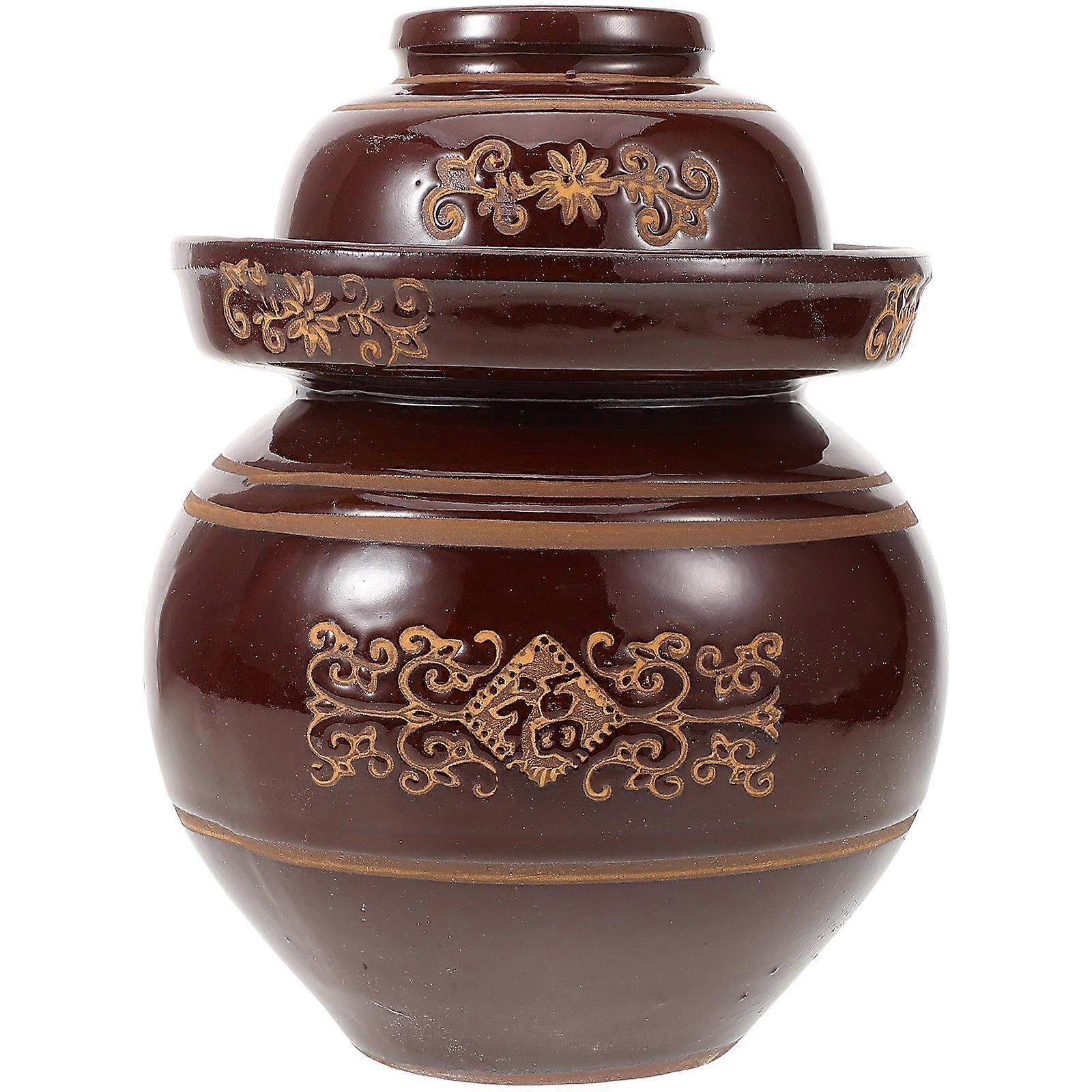 Retro Pickle Jar 2 Sets Smooth Surface Traditional Kitchenware Home Use 20X16.5X16.5CM Functionality Dust-proof