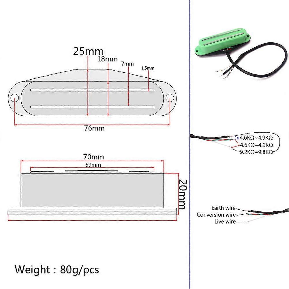 Guitar Pickup Dual Coil Green 2Pcs for Humbucker Replacement