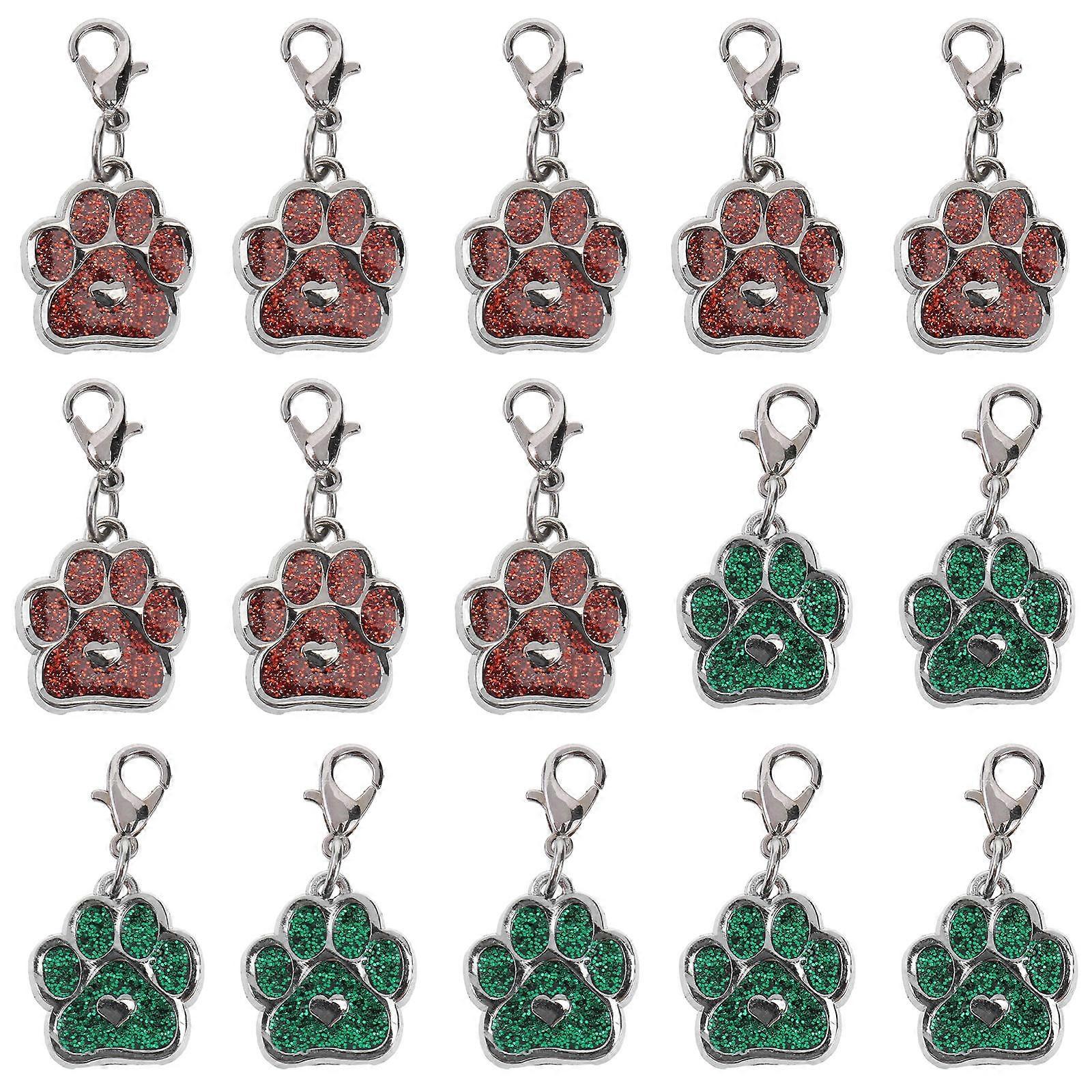 Alloy Dog Claw Shape Pet ID Tags 15 Pcs Double Sided Name Phone Number Labels for Pet Owners in Daily Use