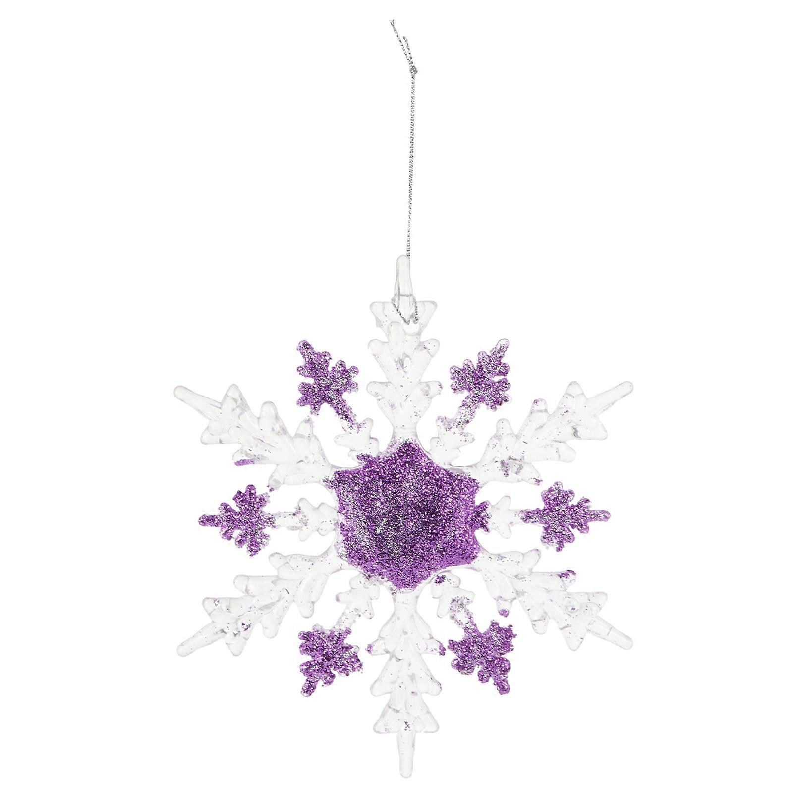 2Pcs Acrylic Purple Snowflake Ornaments for Decoration Christmas Tree