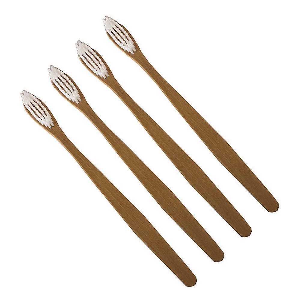 Travel Toothbrush 8 Pcs Degradable Bamboo For Adults And Students Clean Teeth White