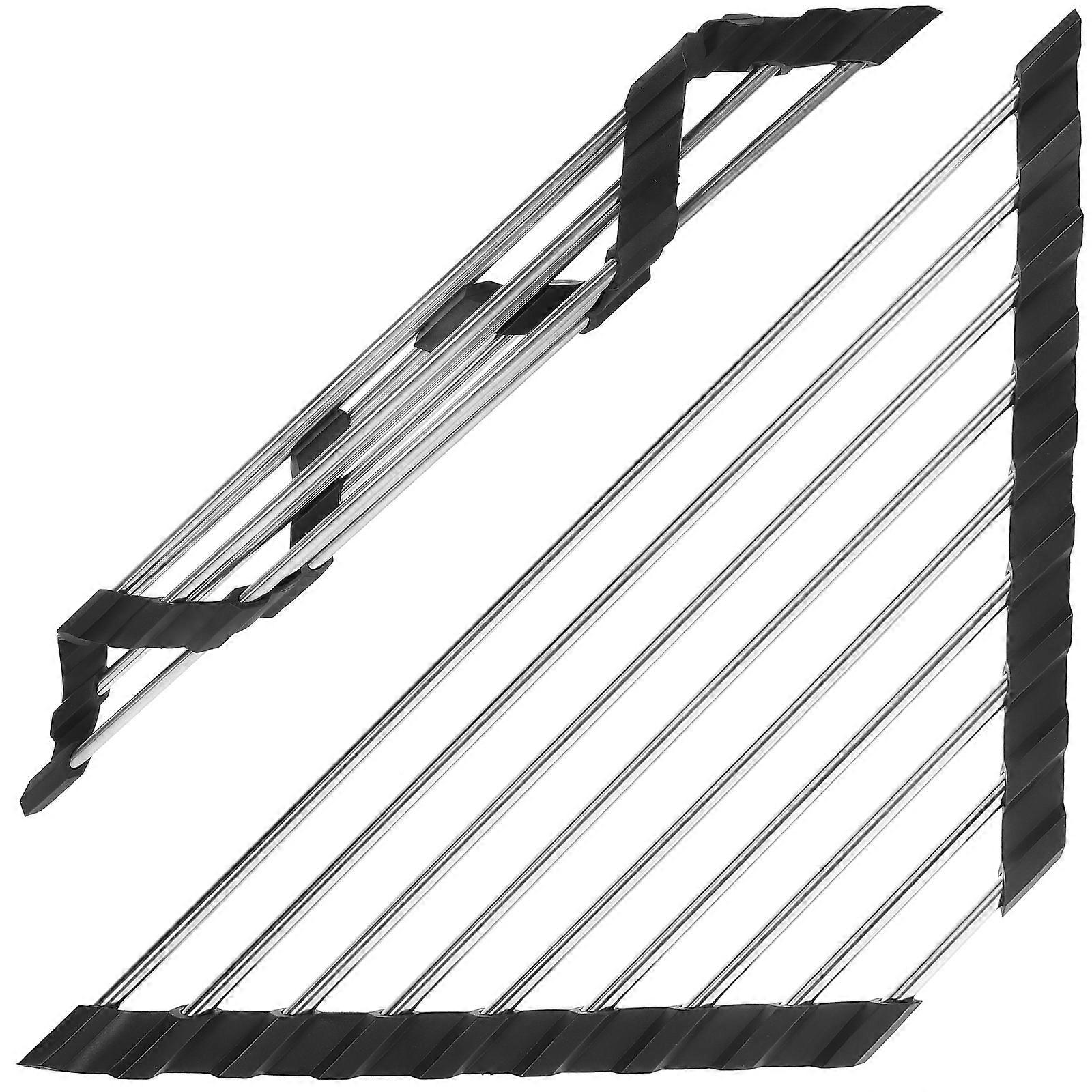 Stainless Steel Sink Drain Rack Foldable Triangular Storage Holder for Kitchenware