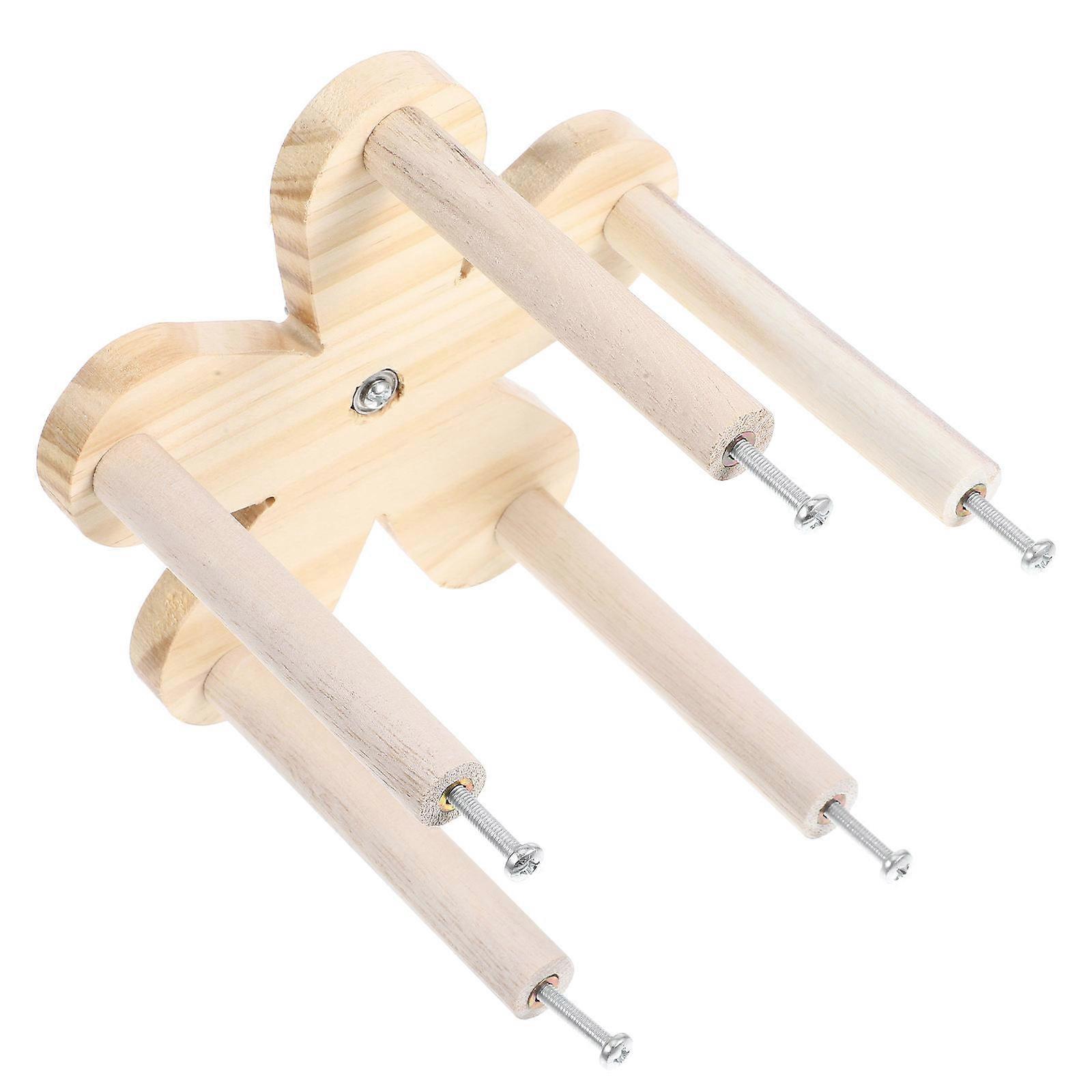 Bird Perch Stand Wooden Toy for Parakeet Coordination 2Pcs Set