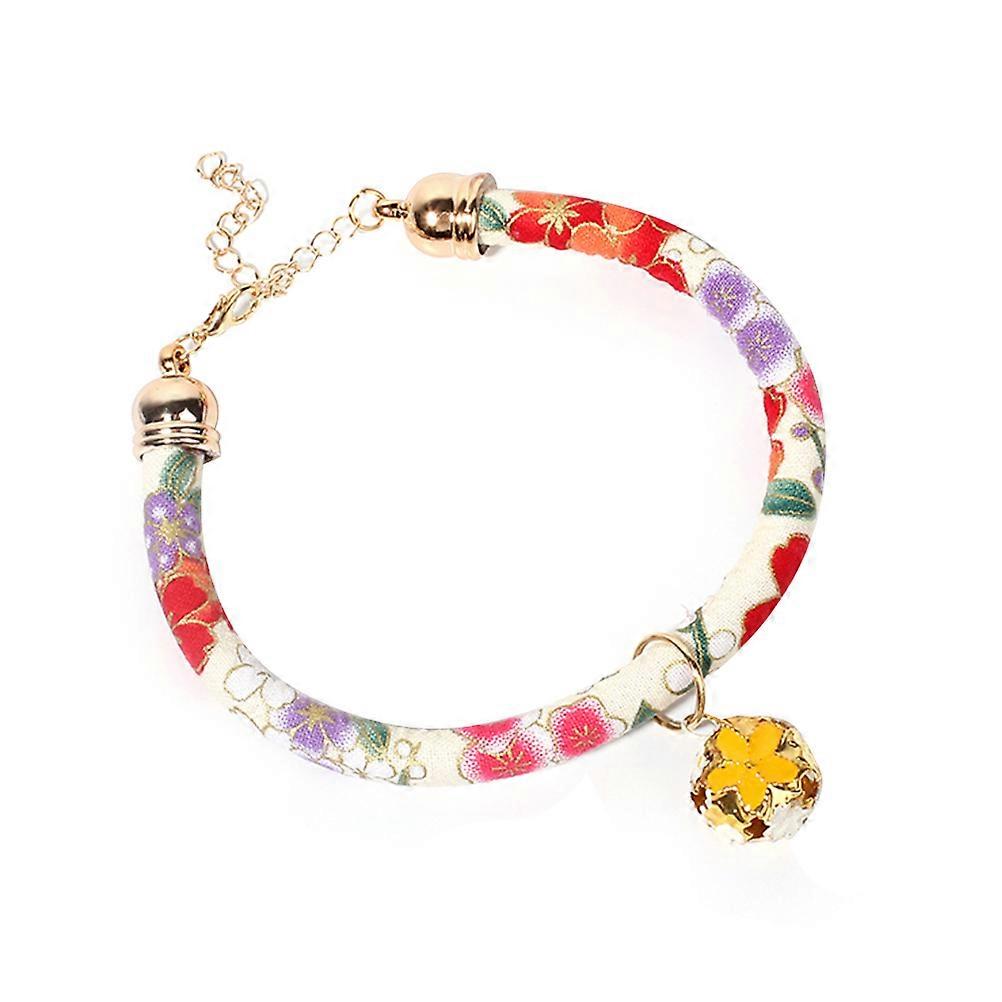 Cat Bell Necklace Adjustable Collar for Pet Use with Flower Pattern 2Pcs