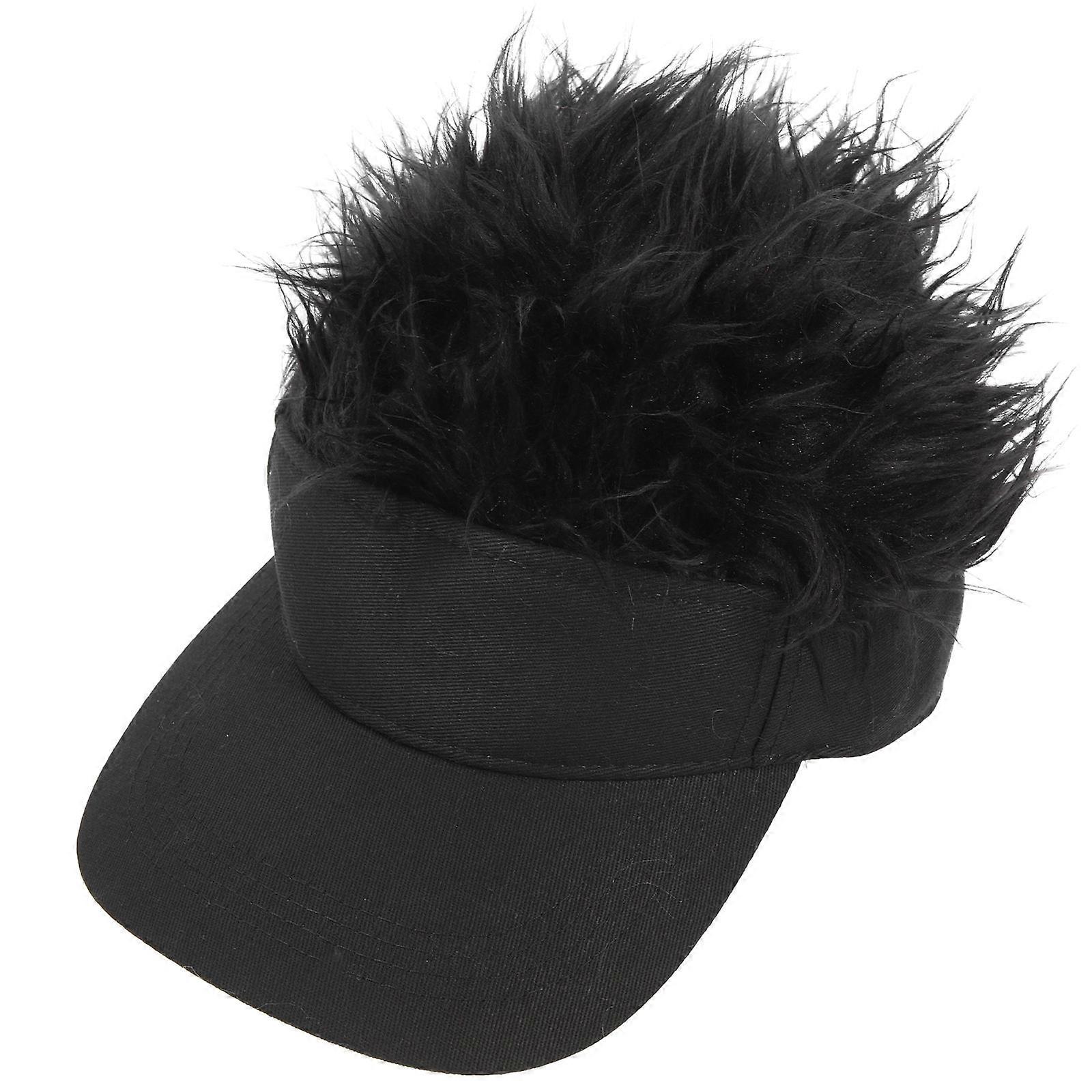 Baseball Hat Men Wig for Men 2Pcs Sun Blocking Wig Baseball Cap Black