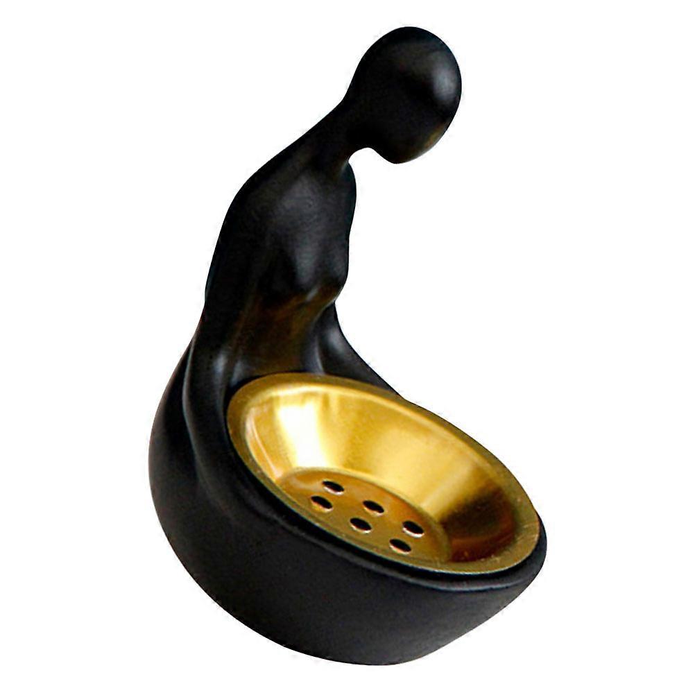 Abstract Cone Incense Burner for Relaxation 5Pcs Black Resin Holder