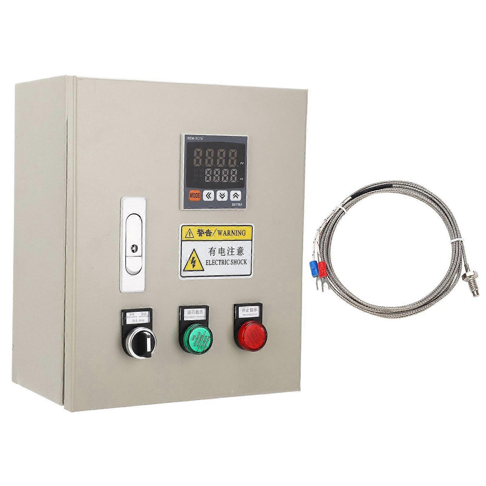 PID Temperature Controller 3 Phase 15KW Intelligent Thermostat Temp Control Box with M6 K Type 2M Thermocouple 380V AC