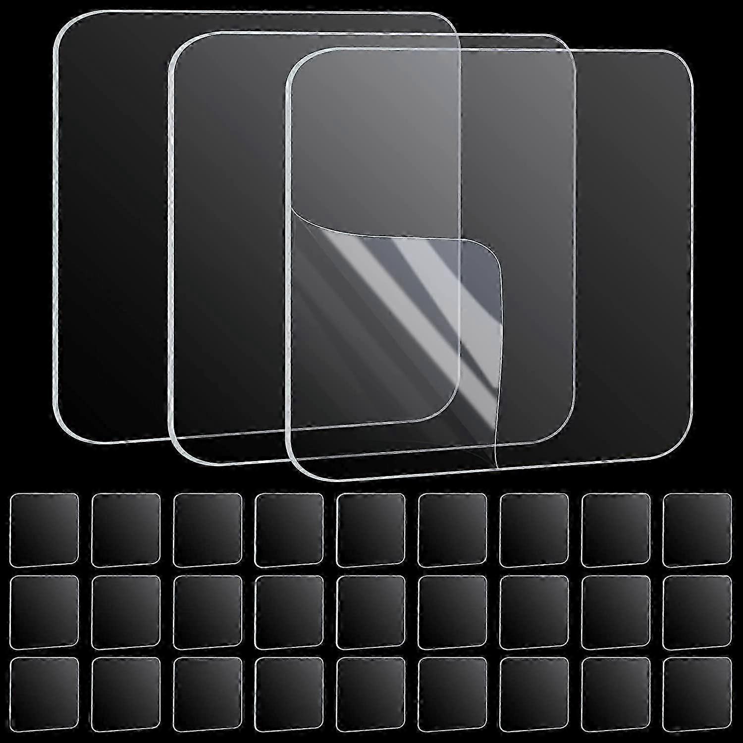 30-Piece Double-Sided Adhesive Tape, 6cm x 6cm, Strong Clear Removable Nano Gel Pads for Square Outlets