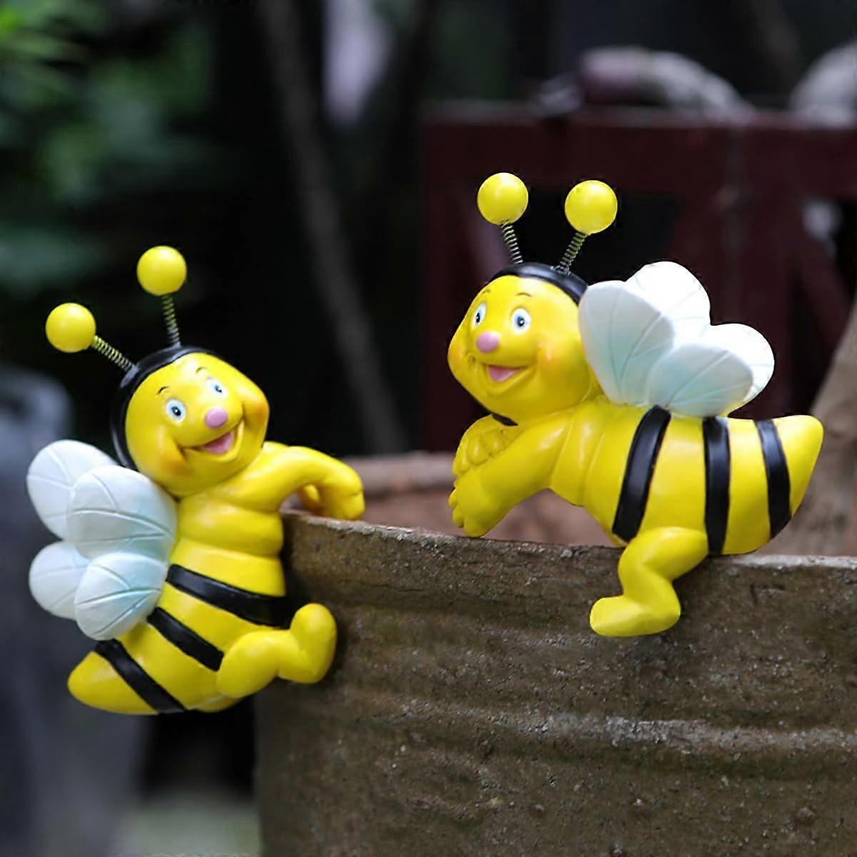 Bee Planter Pot Hangers 2025 Resin Climbing Flower Hanger, Cute Animal Figurines, Bees Statue, Fairy Garden Ornaments