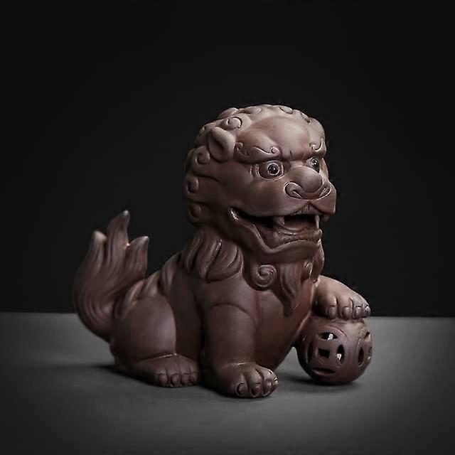 Creative Purple Clay Small Tea Pet Ornament Model A, Size 9.2x4.3x8.7 cm, Handmade Animal Figurine Tea Ceremony Decor