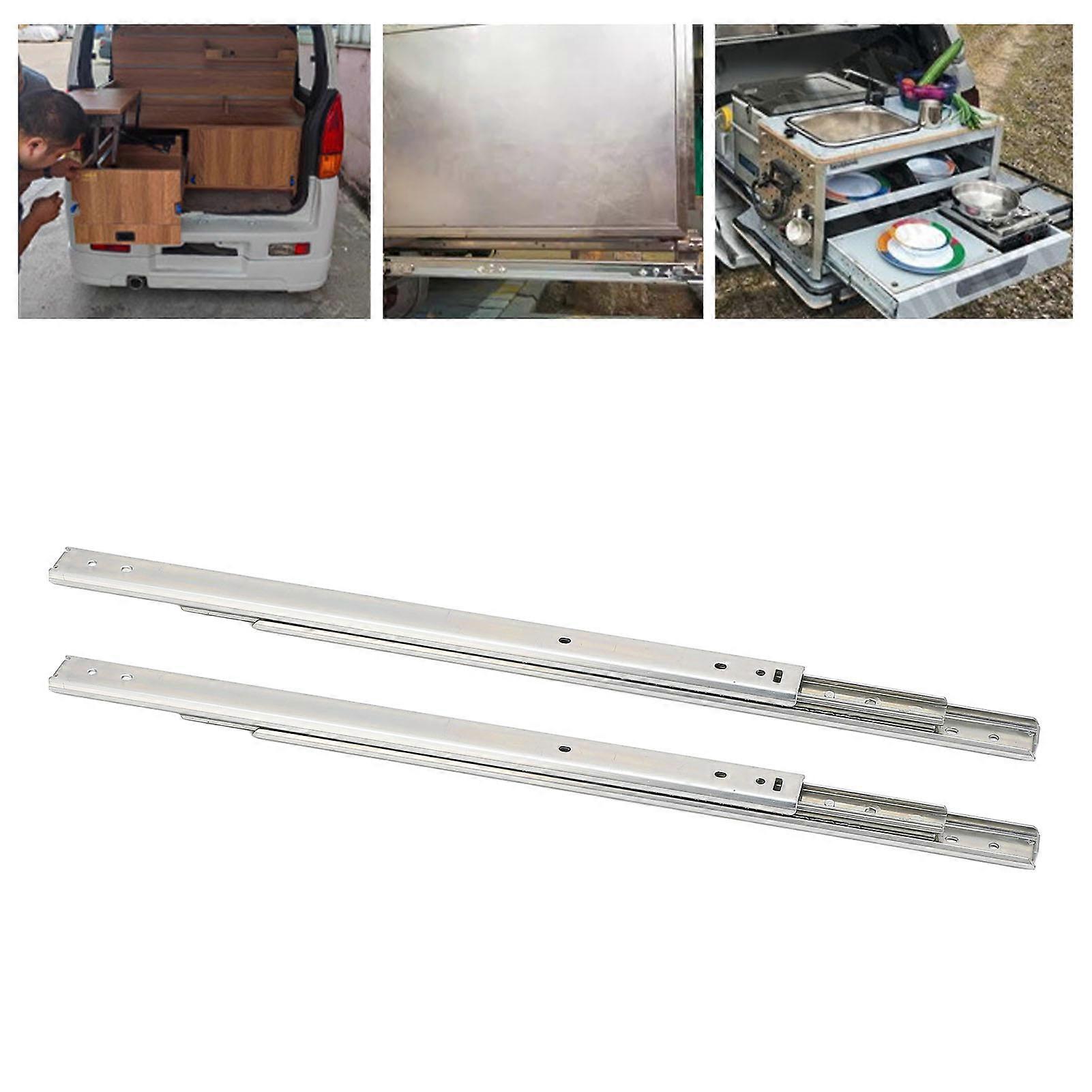 2 Pcs 200mm Cold Rolled Steel Full Extension 3 Fold Drawer Slides