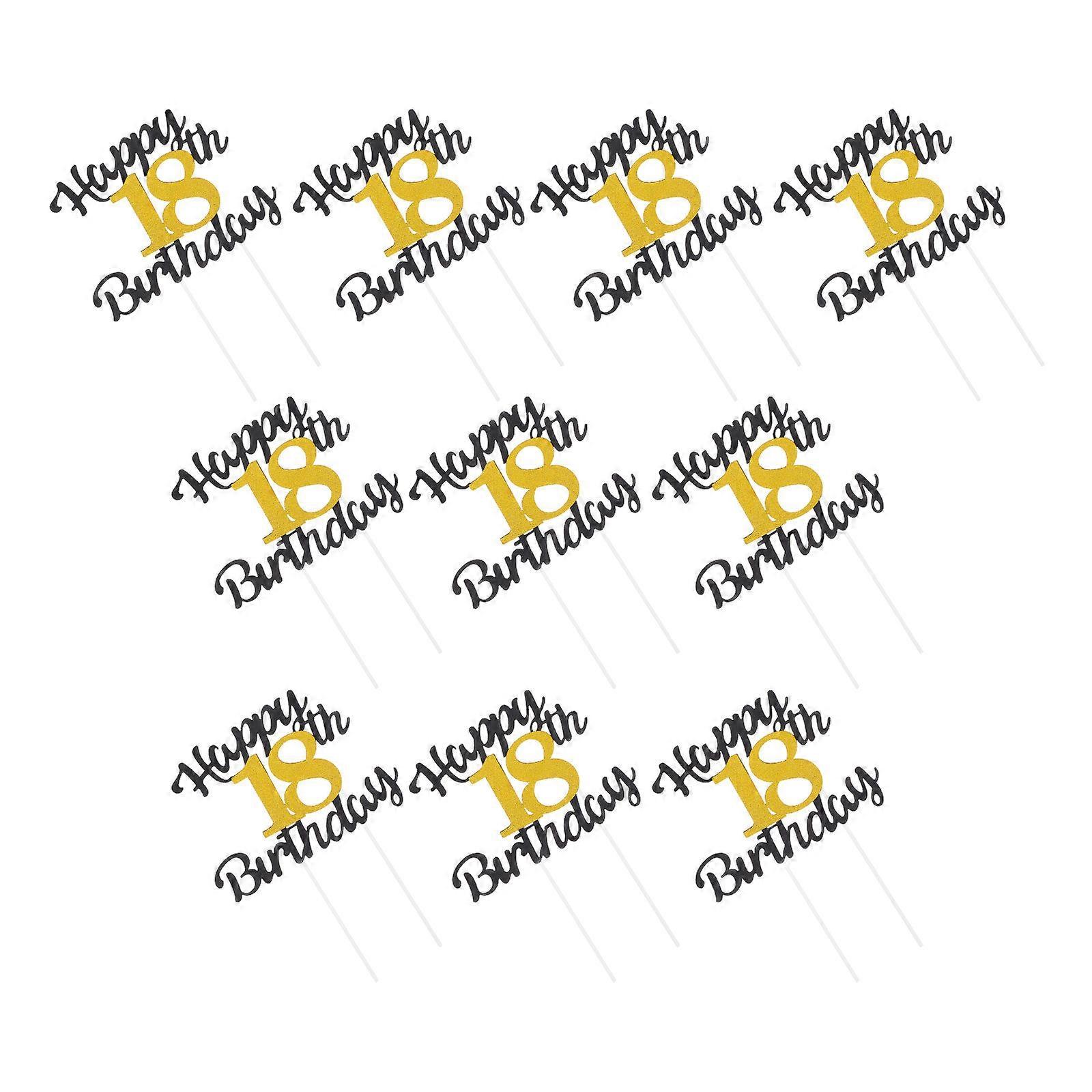 Gold Birthday Cake Picks for Cake Decorations Elegant 40Pcs Set