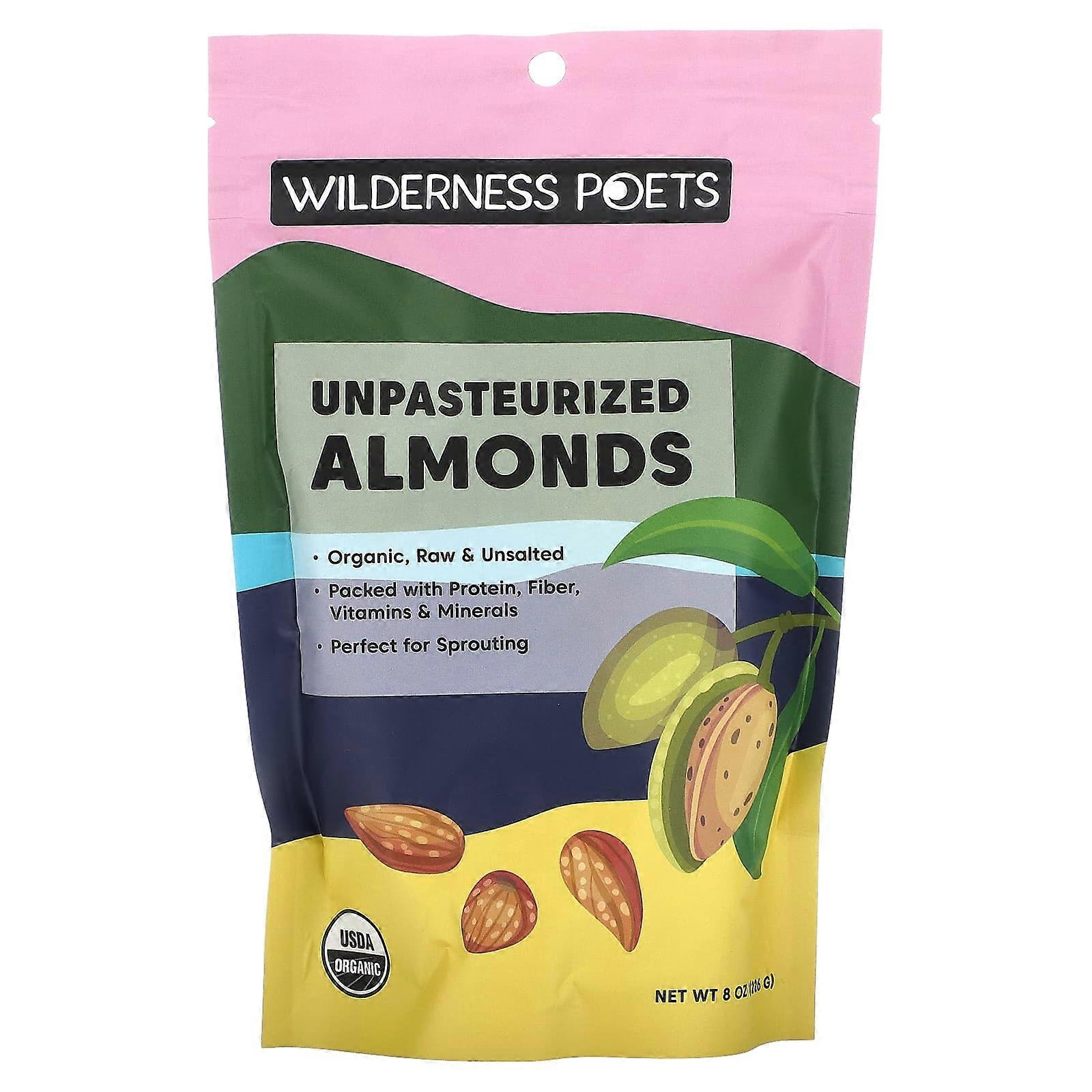 Organic Unpasteurized Almonds, Unsalted, 8 oz (226 g)