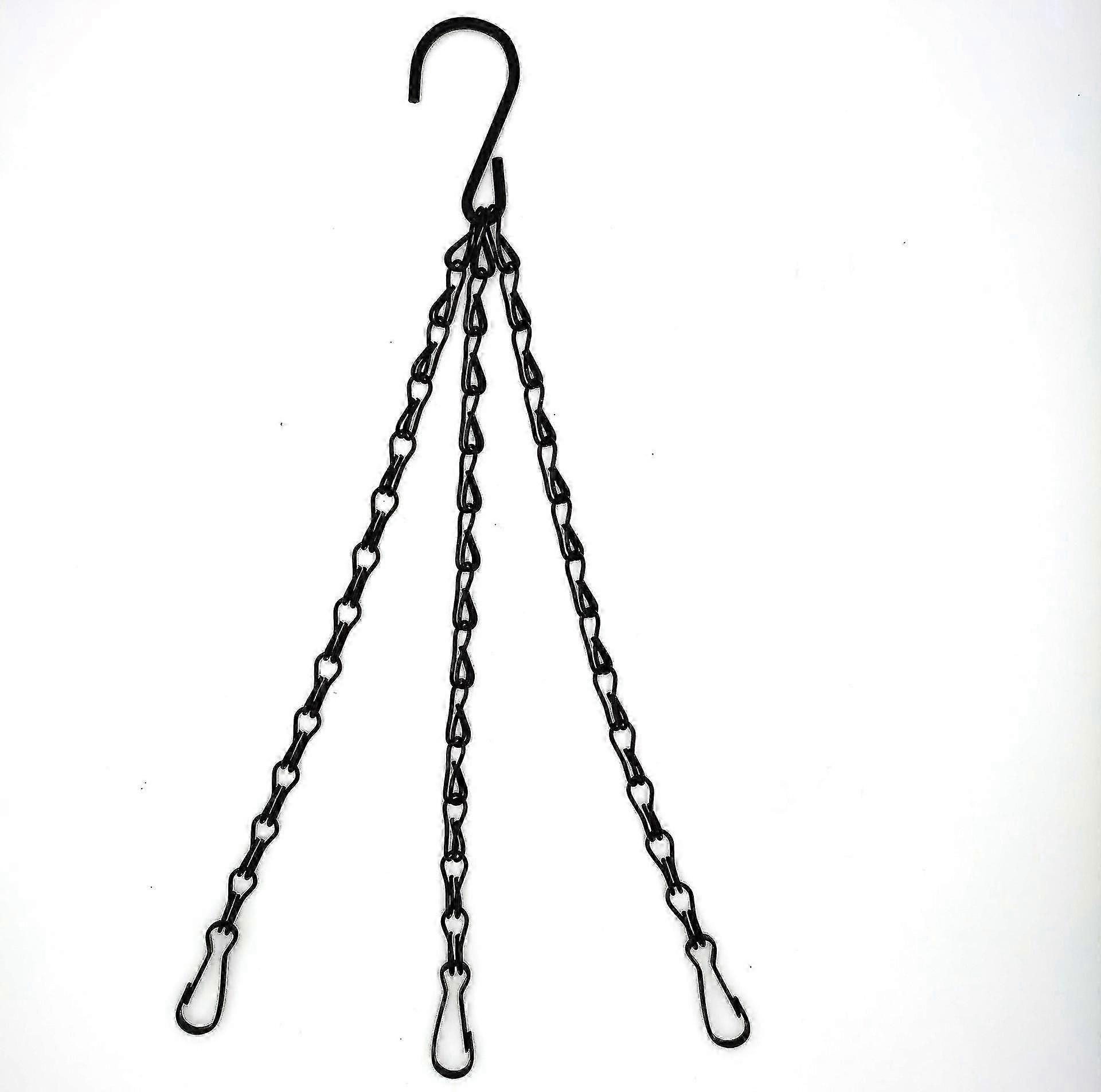 25-26 4 Pack 3 Strand Hanging Basket Chain Metal Replacement Chain Hook with Hook and Clip 50cmblack