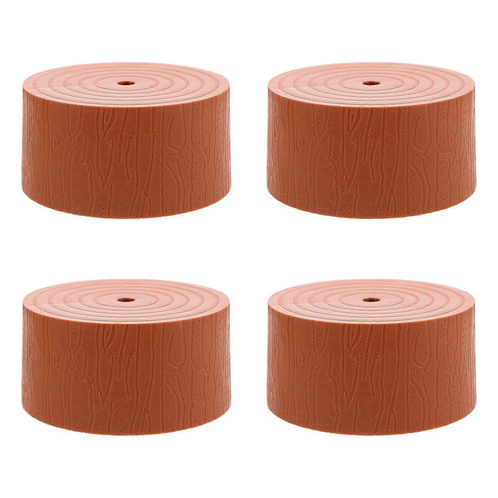 4pcs Mini Artificial Tree Stump Stand - Faux Wood Christmas Tree Base Small Simulation Stump Decoration for Xmas Party Table Centerpiece