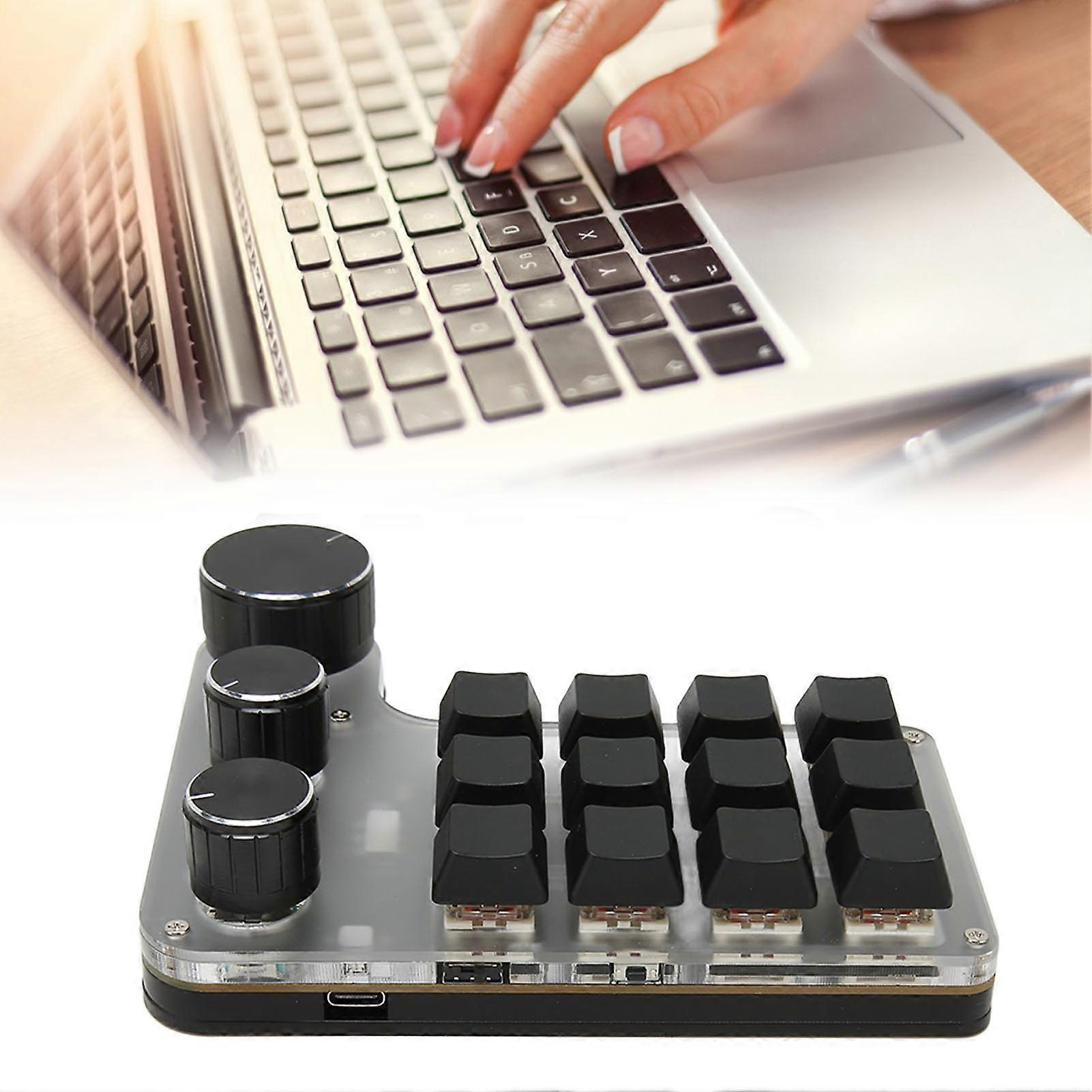 12 Key 3 Knob Mechanical Keyboard Red Switch Waterproof Dustproof Volume Control Multifunctional Keyboard for Game Office Wireless Bluetooth with Bat