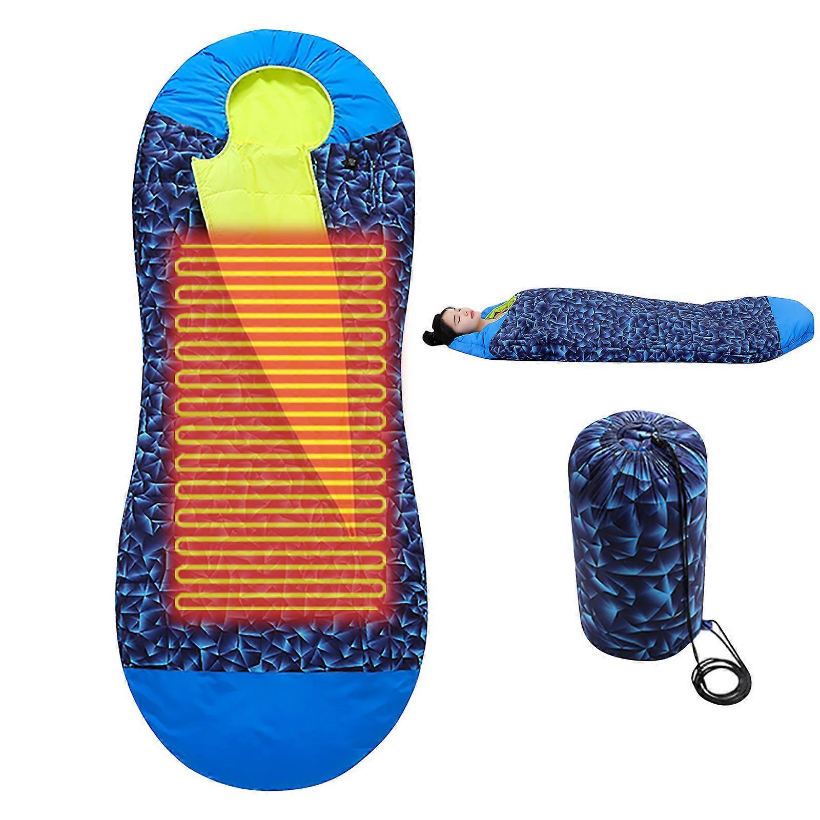 Modifiable Temperature USB Heated Slumbering Bag For Outdoor Camping Indoor Use Soft Polyester Substance 3 Heat Configuration Multicolor