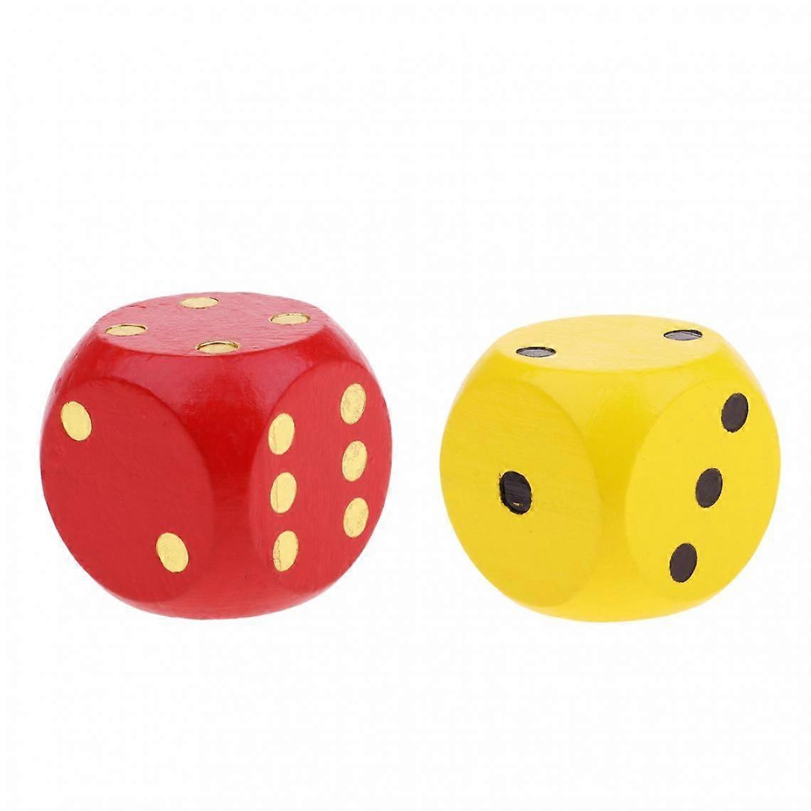 2pcs Large Wooden Dice with Rounded Corners D6 6 Sided Dice 5cm