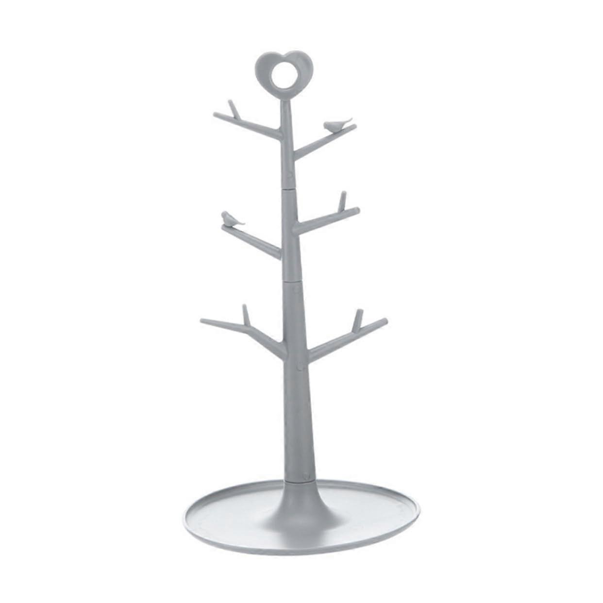 Plastic Cup Holder Organizer NonShaking Base For Kitchen Mug Tree Rack Drying And Displaying Mugs Tea Cups Bottles Gray