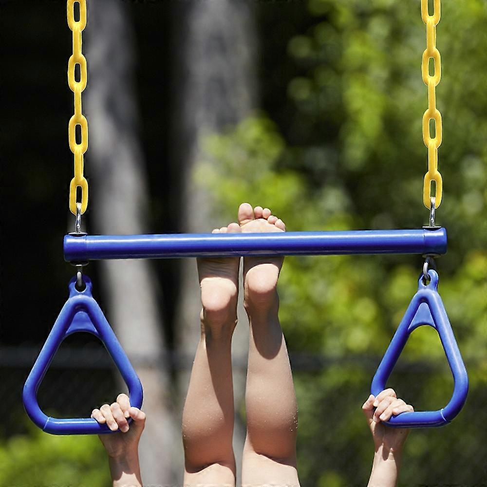 Trapeze Swing Bar and Rings Heavy Duty Playground Swing Set with 47'' Plastic Coated Chains and Cara