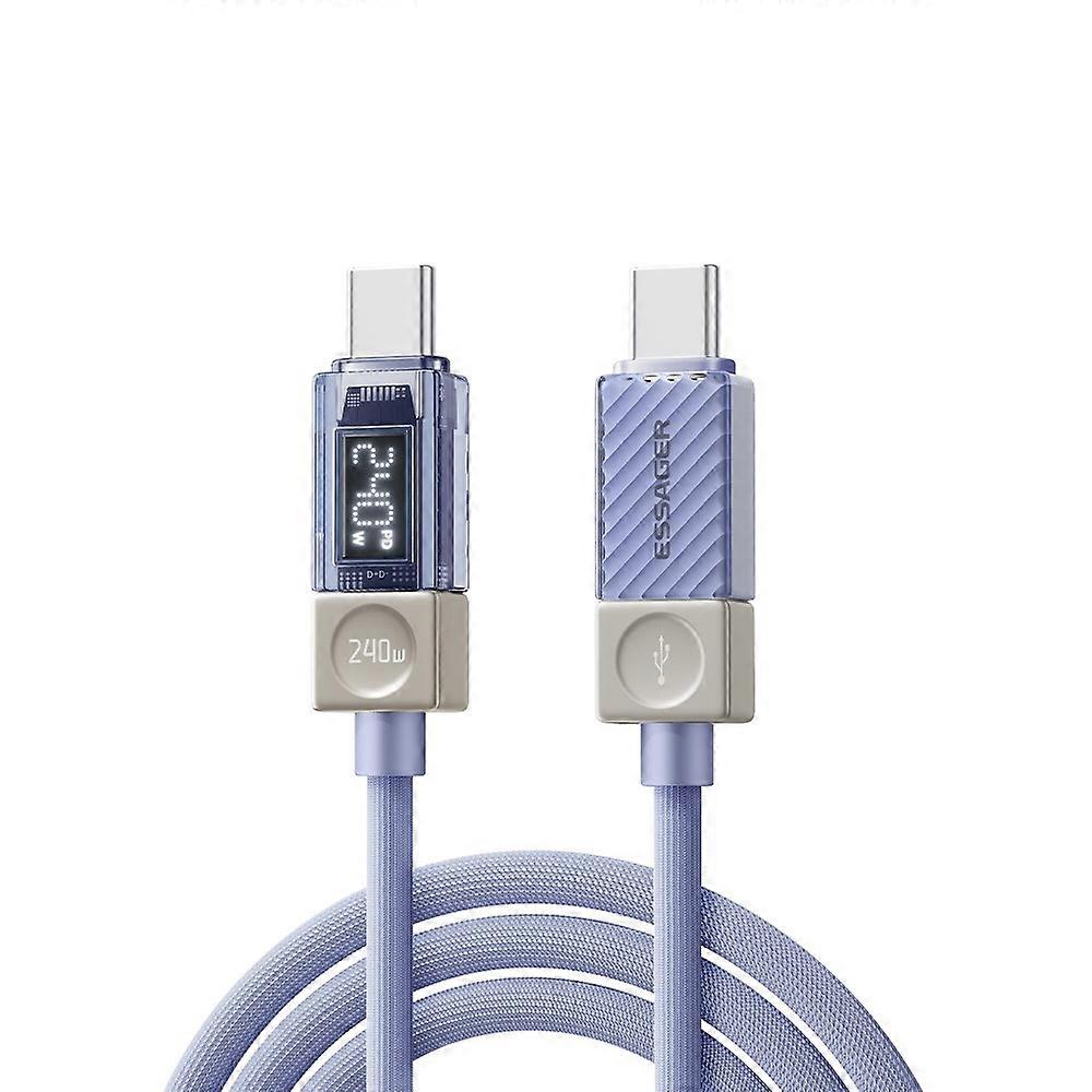 ESSAGER 2m Type-C to Type-C Charging Cable 100W Transparent Digital Display Data Cable
