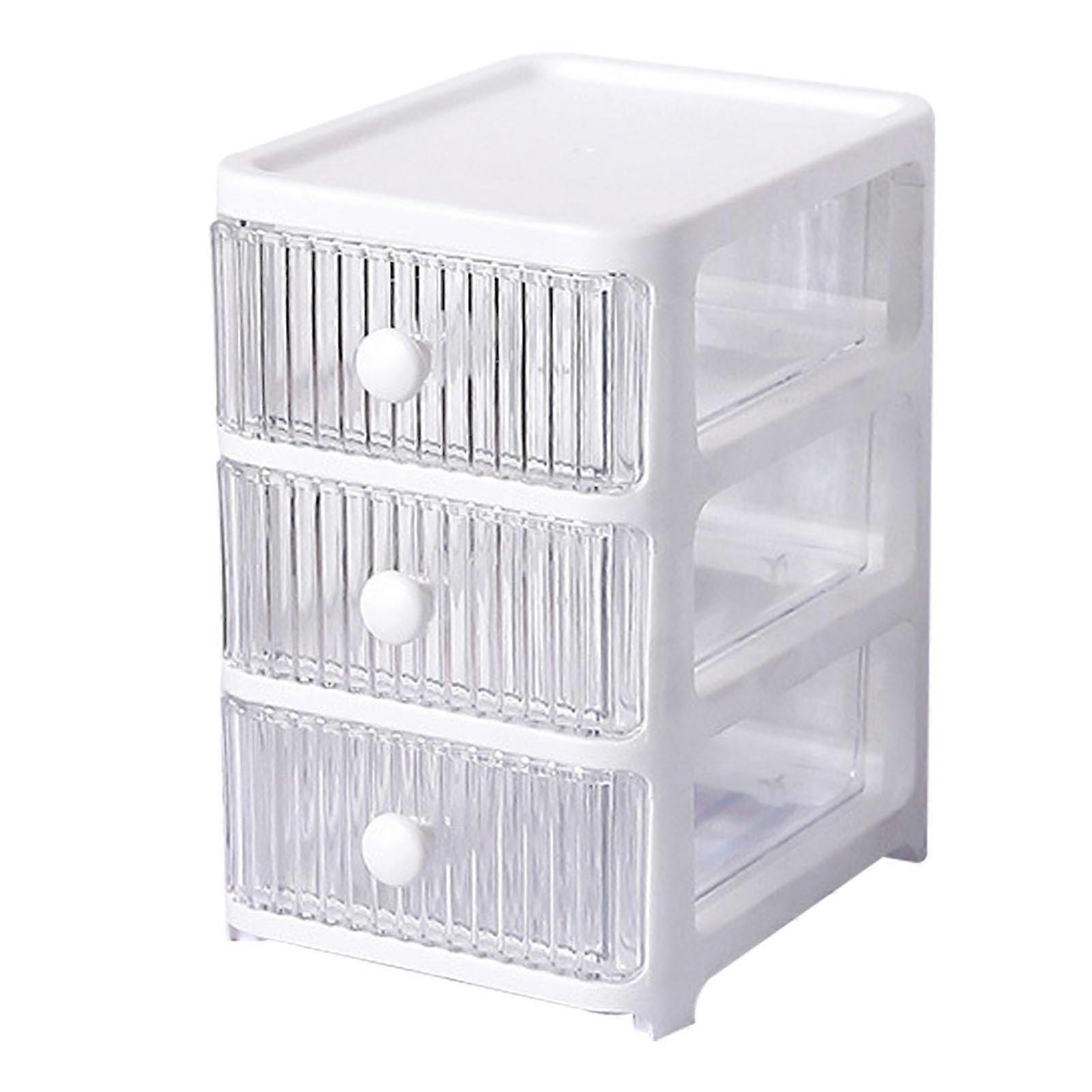 Desktop Storage Box Drawers Transparent 3Tier Stackable Desk Organizer For Home Office Plastic Storage Bin