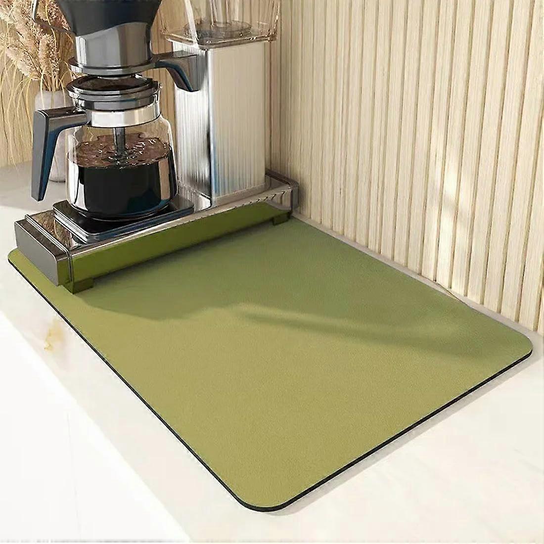 Large Kitchen Absorbent Dish Drying Mat Quick Dry Coffee Bar Bathroom Pad Green 30x40cm