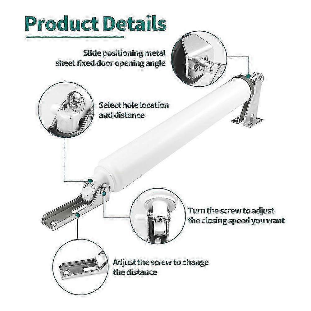 Screen and Storm Door Closer Kit with Pneumatic Mechanism - Universal Push Function for Screens and Storm Doors