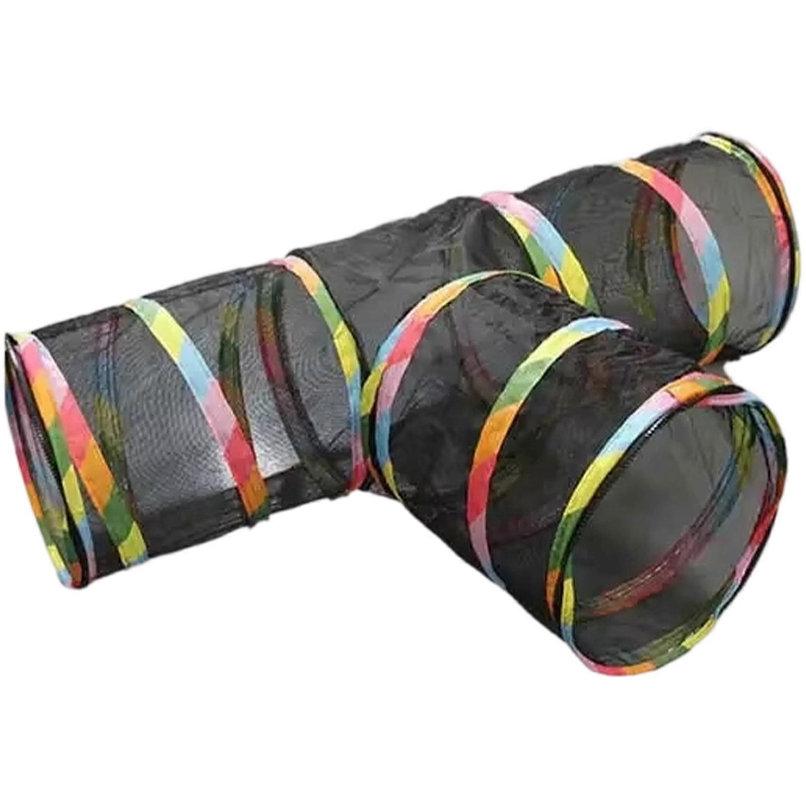 Indoor Cats Tunnel Tent Foldable Playtent Teaser Toy Physical Activity Tent Chew Resistant Playhouse for Pet Enriching Multicolor