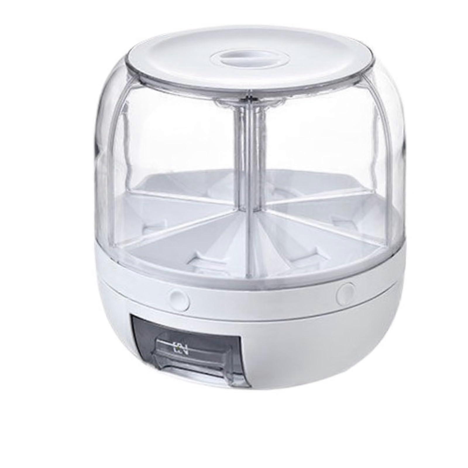 Breakfast Cereal Dispenser Rotating Grain Storage OneClick Output 6L Capacity White Rice And Cereal Dispenser
