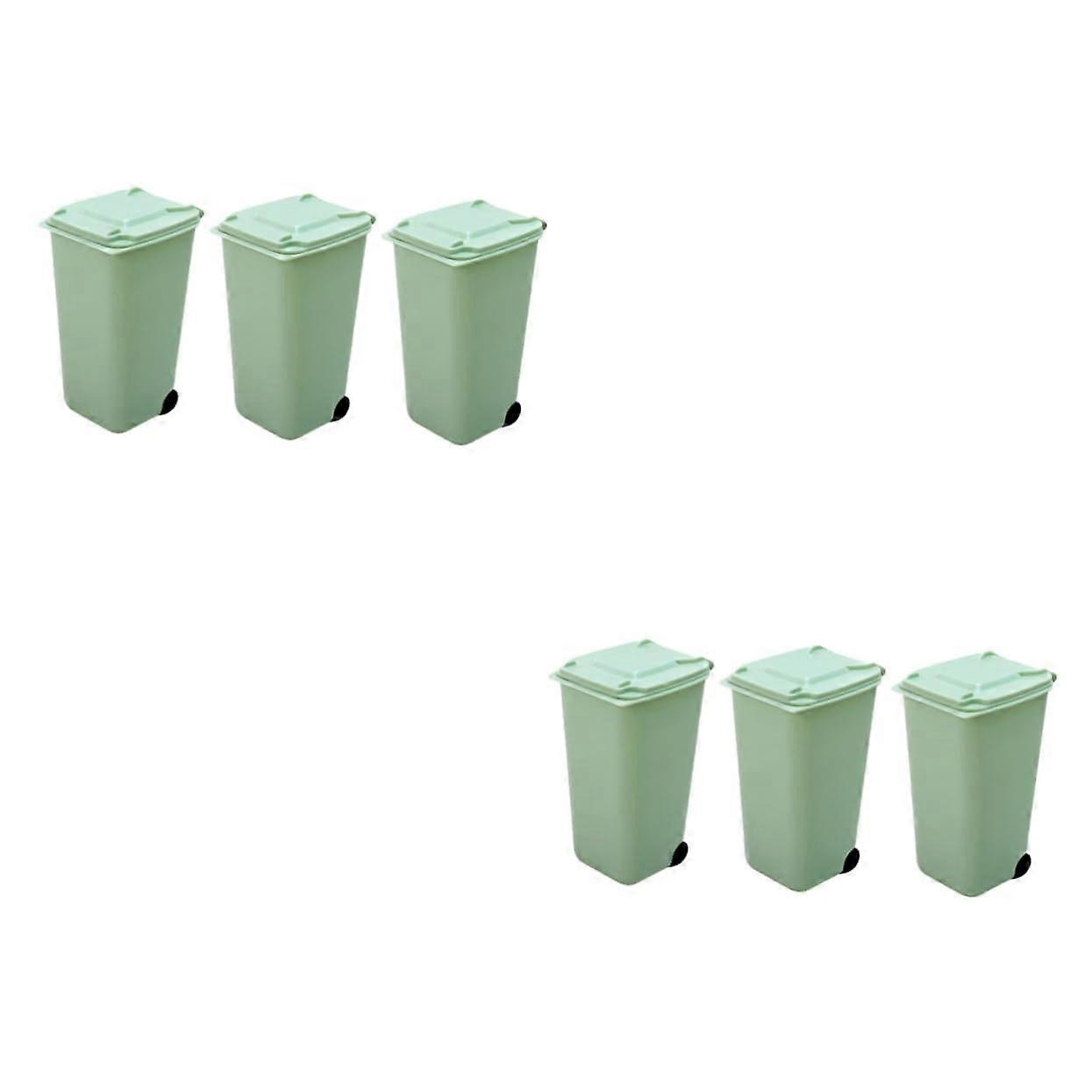 Mini Desk Trash Can 2 Sets With Cover, SpaceSaving Desktop Waste Bucket, 6pc Trash Containers, Lightweight And Stylish