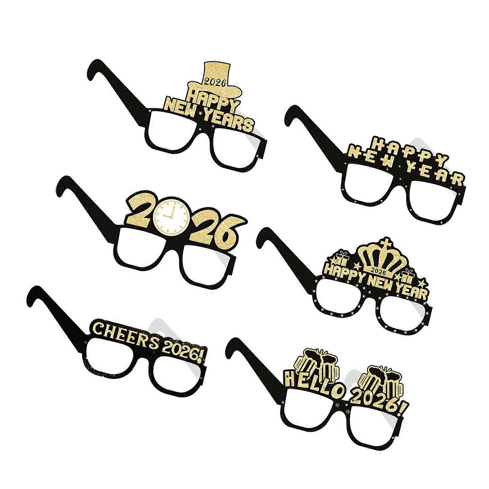 6PCS 2026 Celebration Eyewear Paper Design Colorful Compact Style Costume For New Year Parties And Dance Event Multicolor