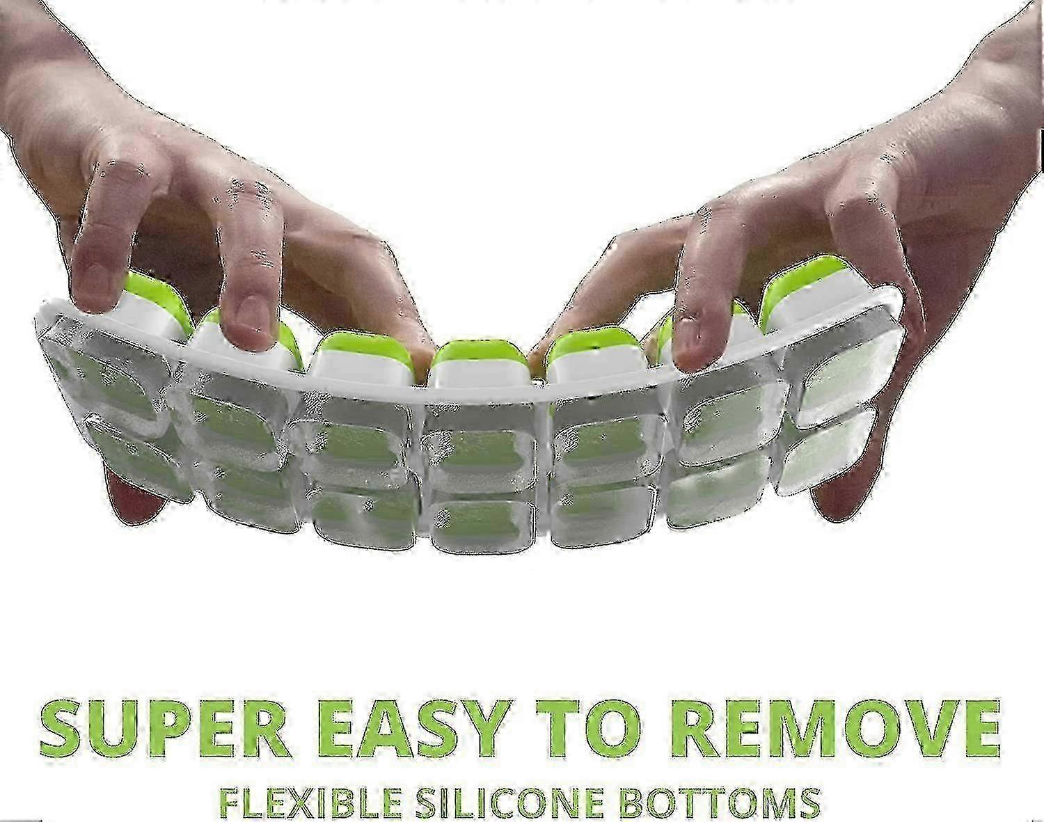 Pxcl Ice Cube Tray - Set Of 4 Trays - Soft Base For Easy Ice Release - Save Space With Stackable Lids - Dishwasher Safe - Bpa-free Silicone