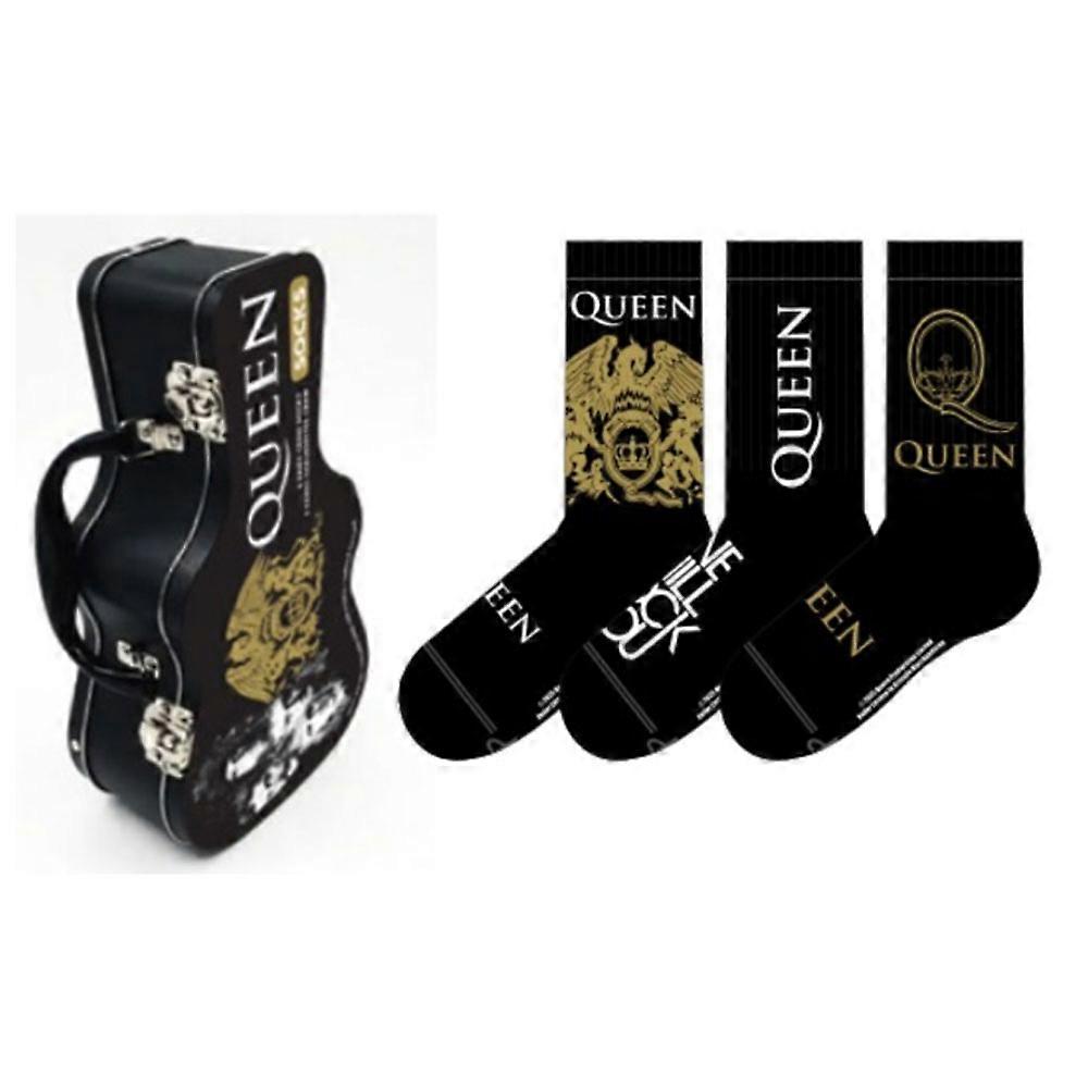 Queen Sock Set 3 Pack In Guitar Shaped Tin