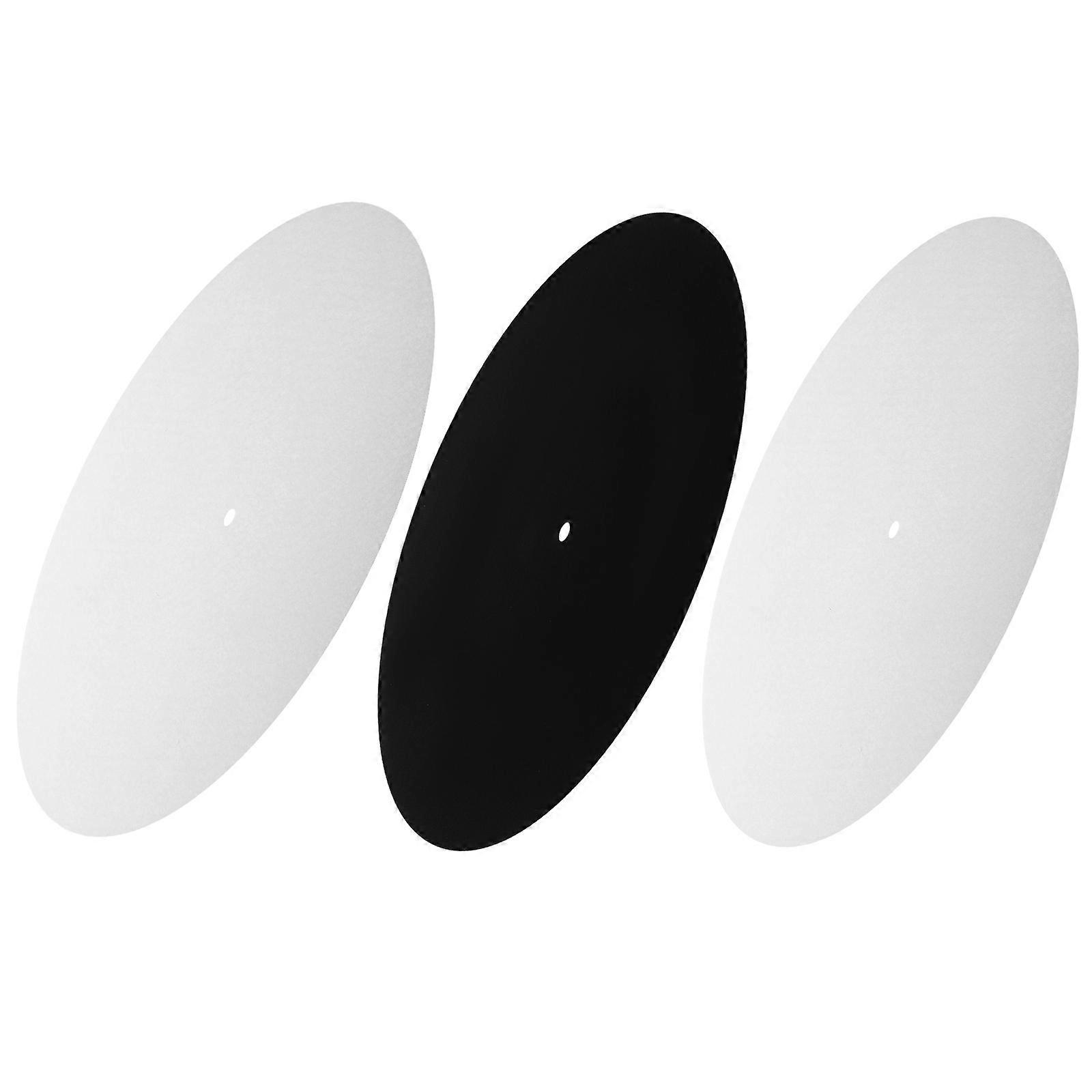 Noise Reducing Turntable Slipmat Turntable Pads Record Mats Black Felt Round Shape Enhanced Sound 3Pcs