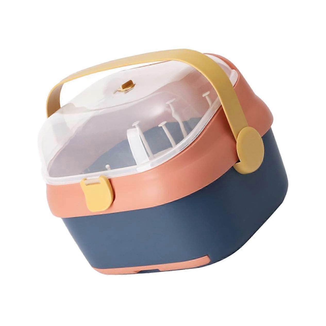 Large Bottle Drying Box With Dustproof Cover And Detachable Hollow Draining Holder For Bottles And Cups, Blue