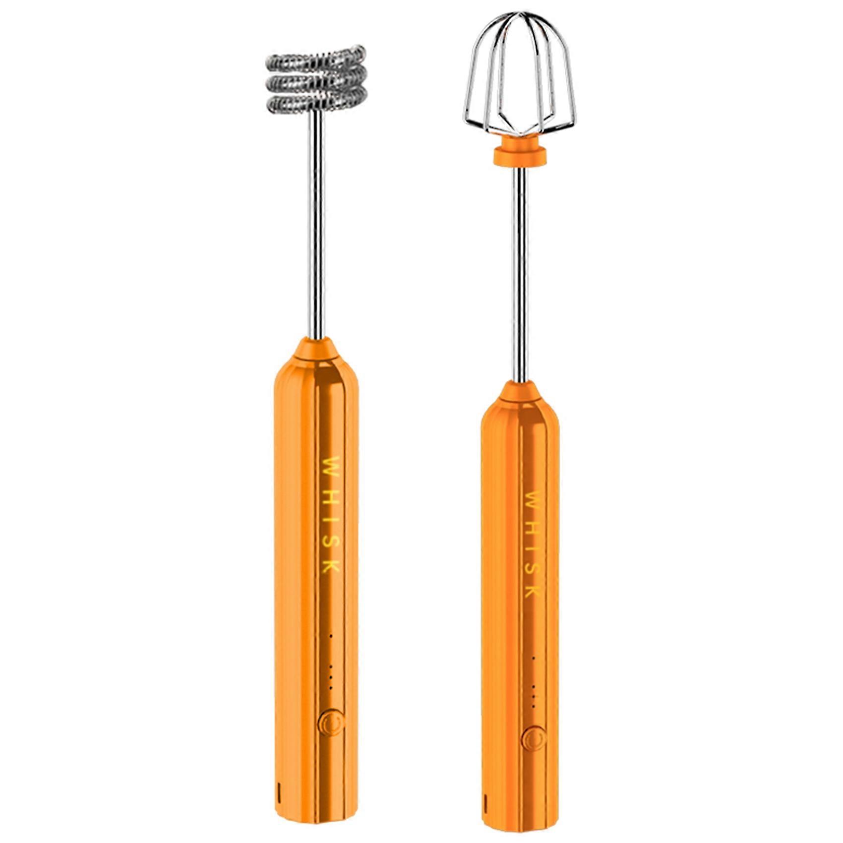 USB Rechargeable Electric Whisk Egg Beater Handheld Blender Orange