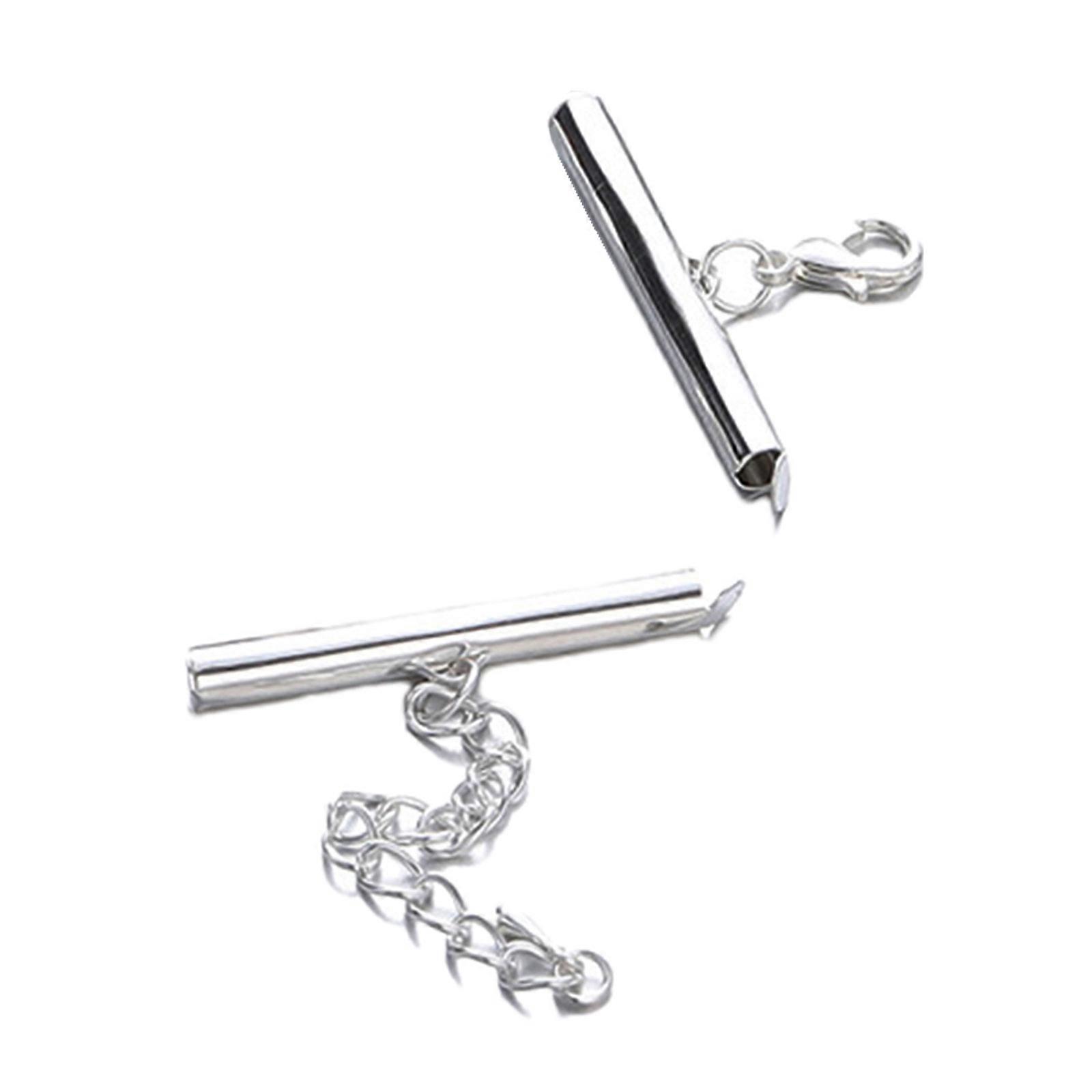 Pack of 10 Crimp End Caps Slider Clasp Buckles Alloy Material Extending Chains Suitable for DIY Bracelet Jewelry Making  Silver 20mm