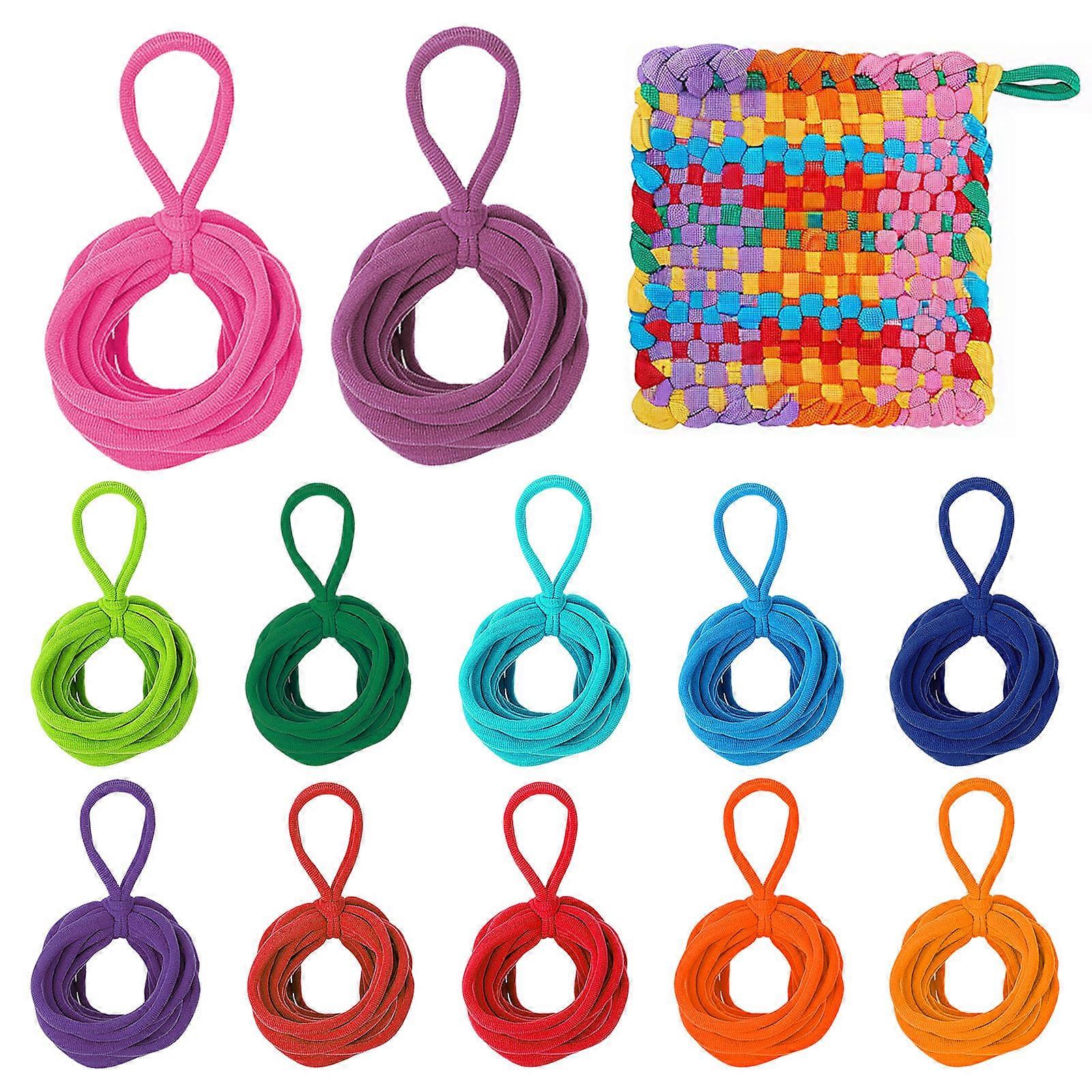 192pcs Potholder Weaving Loom Loops Multicolored Elastic Loom Bands for Kids