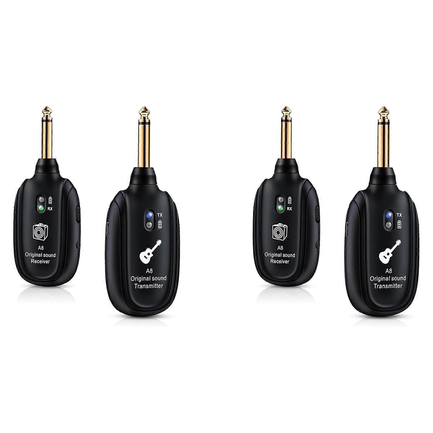 2X A8 Wireless Guitar System Rechargeable UHF Audio Wireless Transmitter Receiver for Guitar Bass Violin Keyboard
