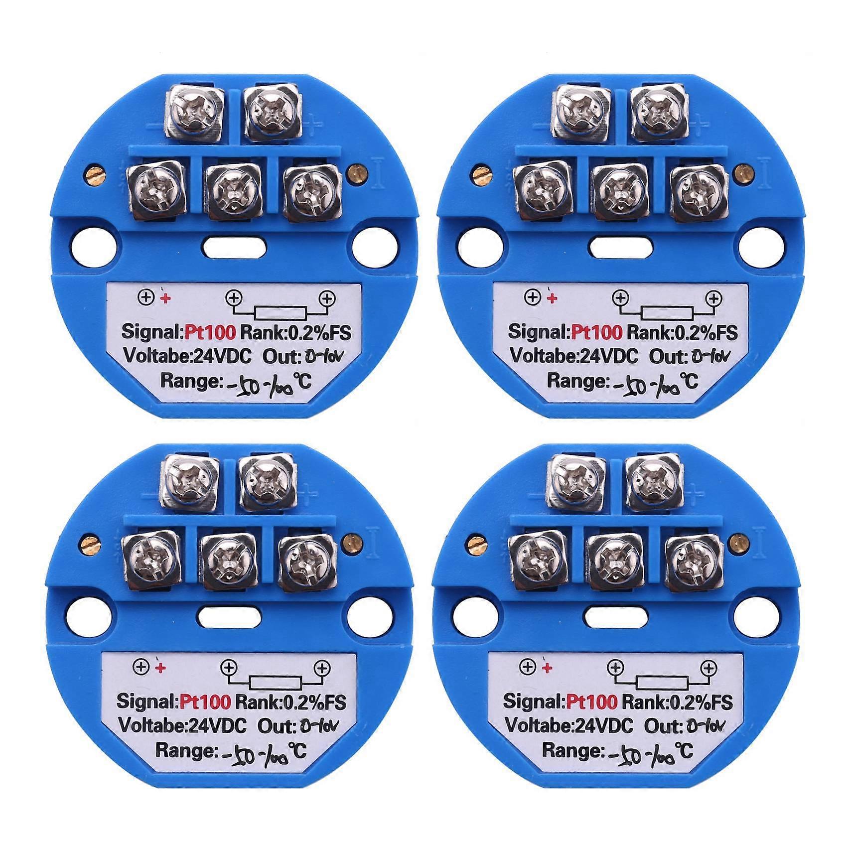 4X RTD PT100 Temperature Transmitter DC24V Minus 50 - 100 Degree Output 0-10V