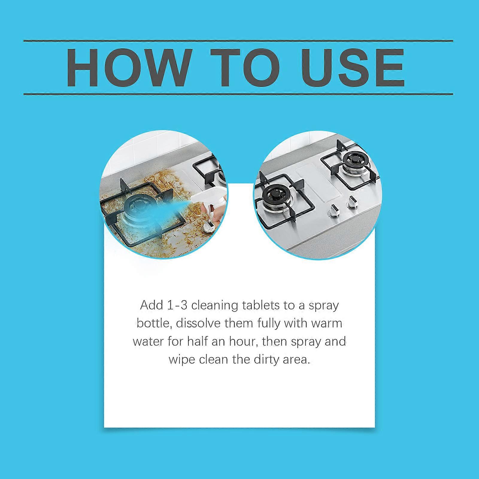 Jaysuing Multi-Purpose Cleaner, Multi-Purpose Cleaning Effervescent Tablet Mild Decontamination Grease Odor Cleaner