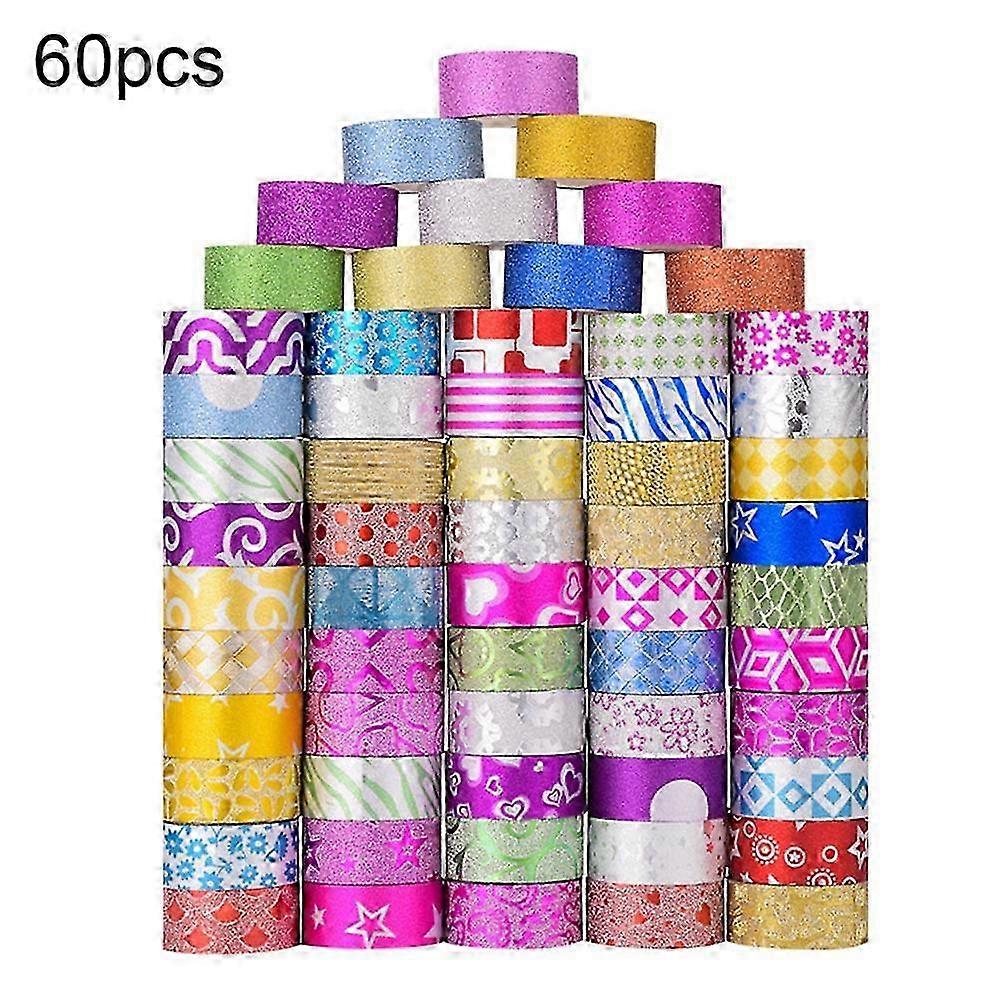 Masking Tape Collection - 60Pcs Glitter Washi Tapes for Scrapbooking and Card Making
